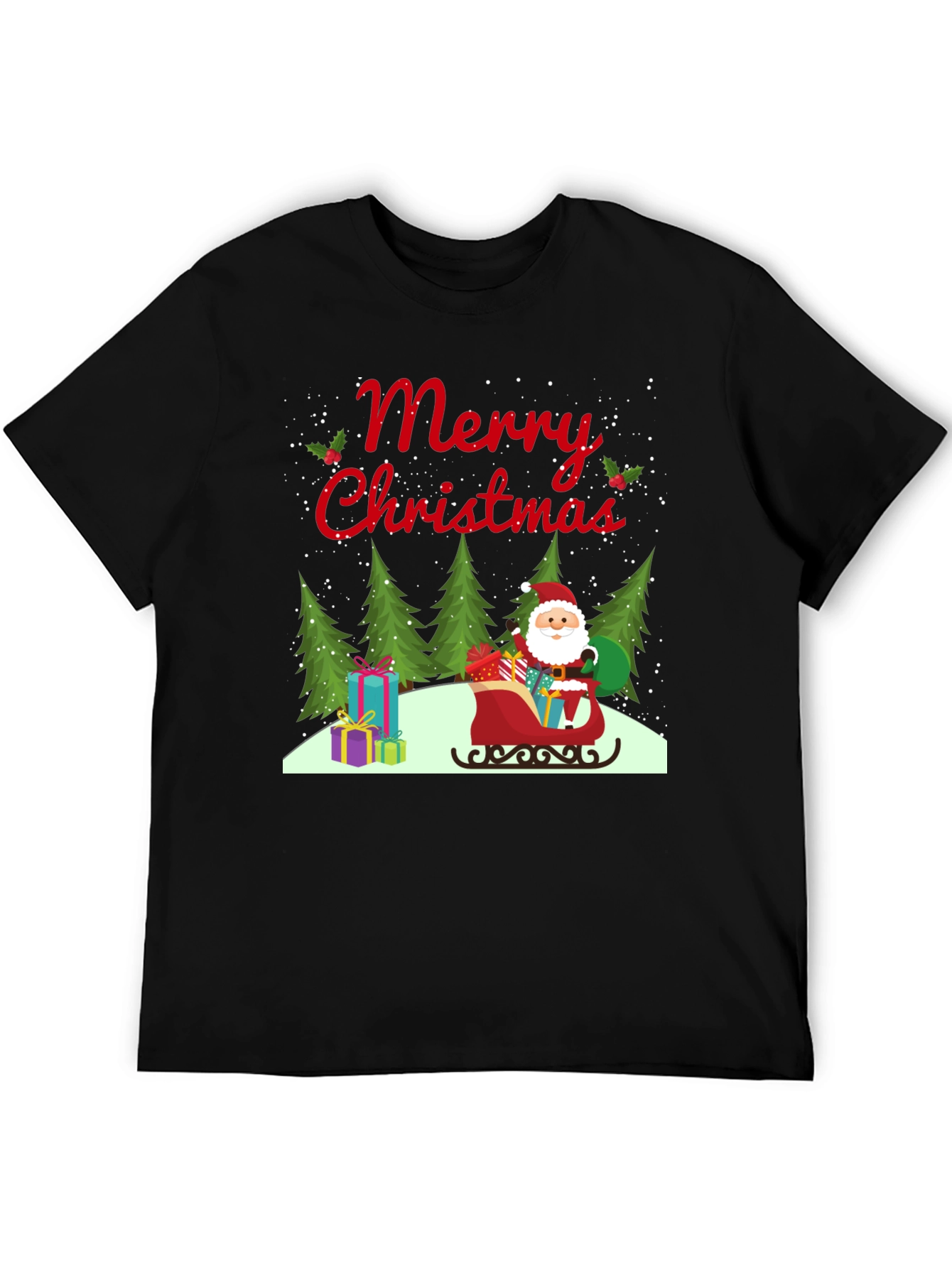 Merry Christmas Santa Sleigh Graphic Tee