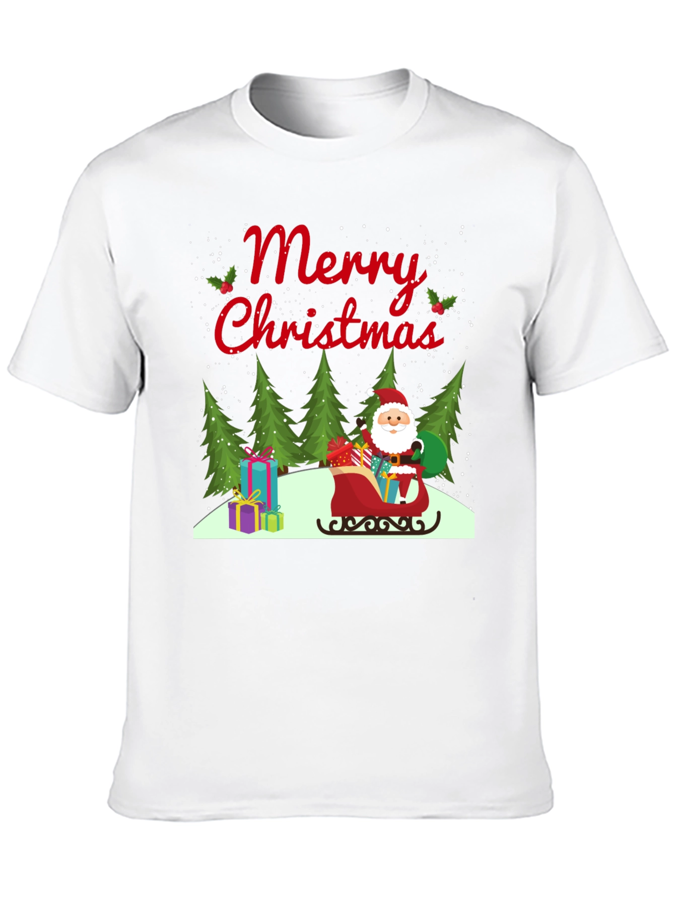 Merry Christmas Santa Sleigh Graphic Tee