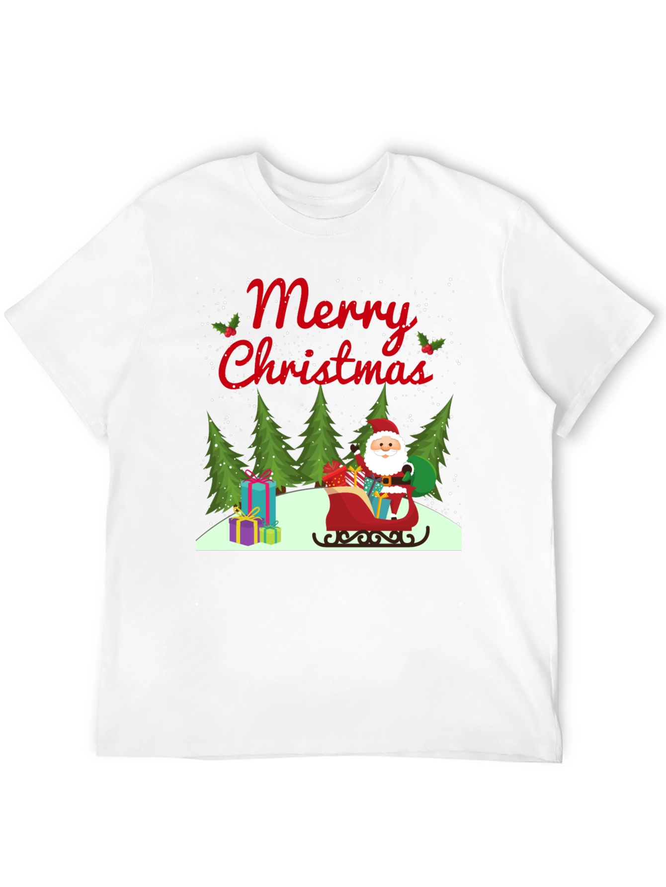 Merry Christmas Santa Sleigh Graphic Tee
