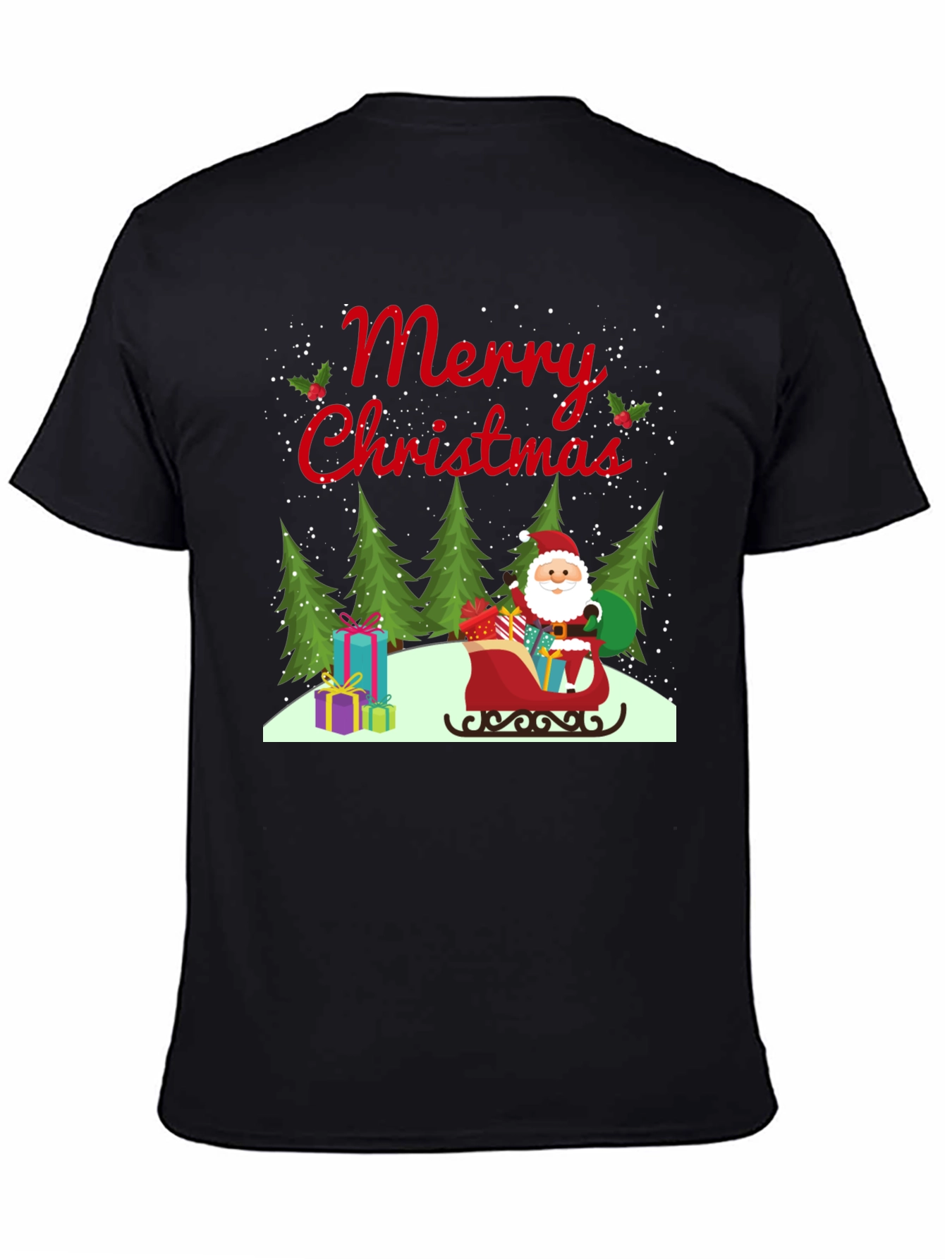 Merry Christmas Santa Sleigh Graphic Tee
