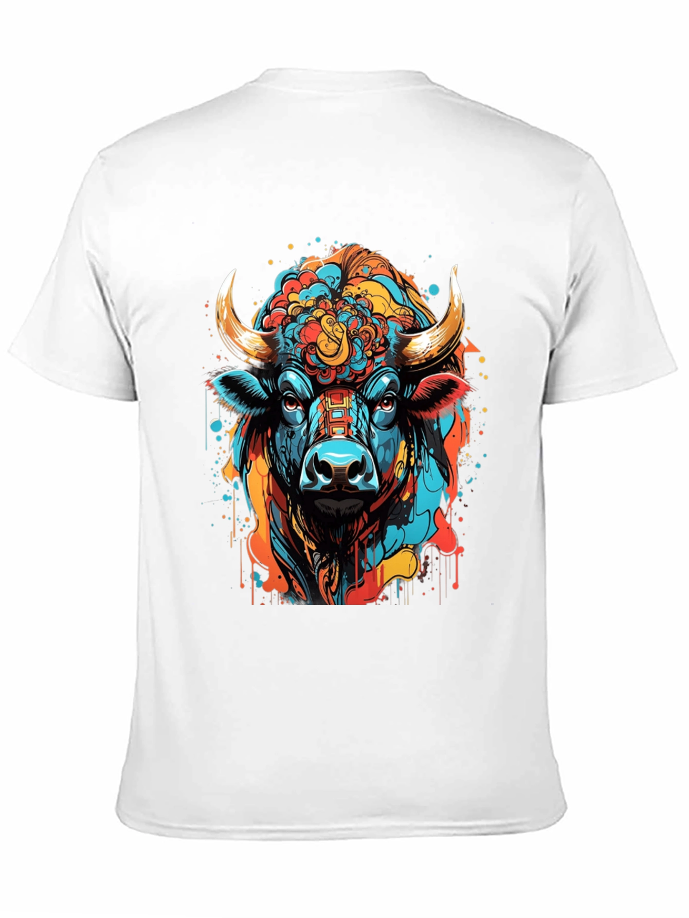 Vibrant Bull Graphic Tee - Stylish Mens Black T-Shirt