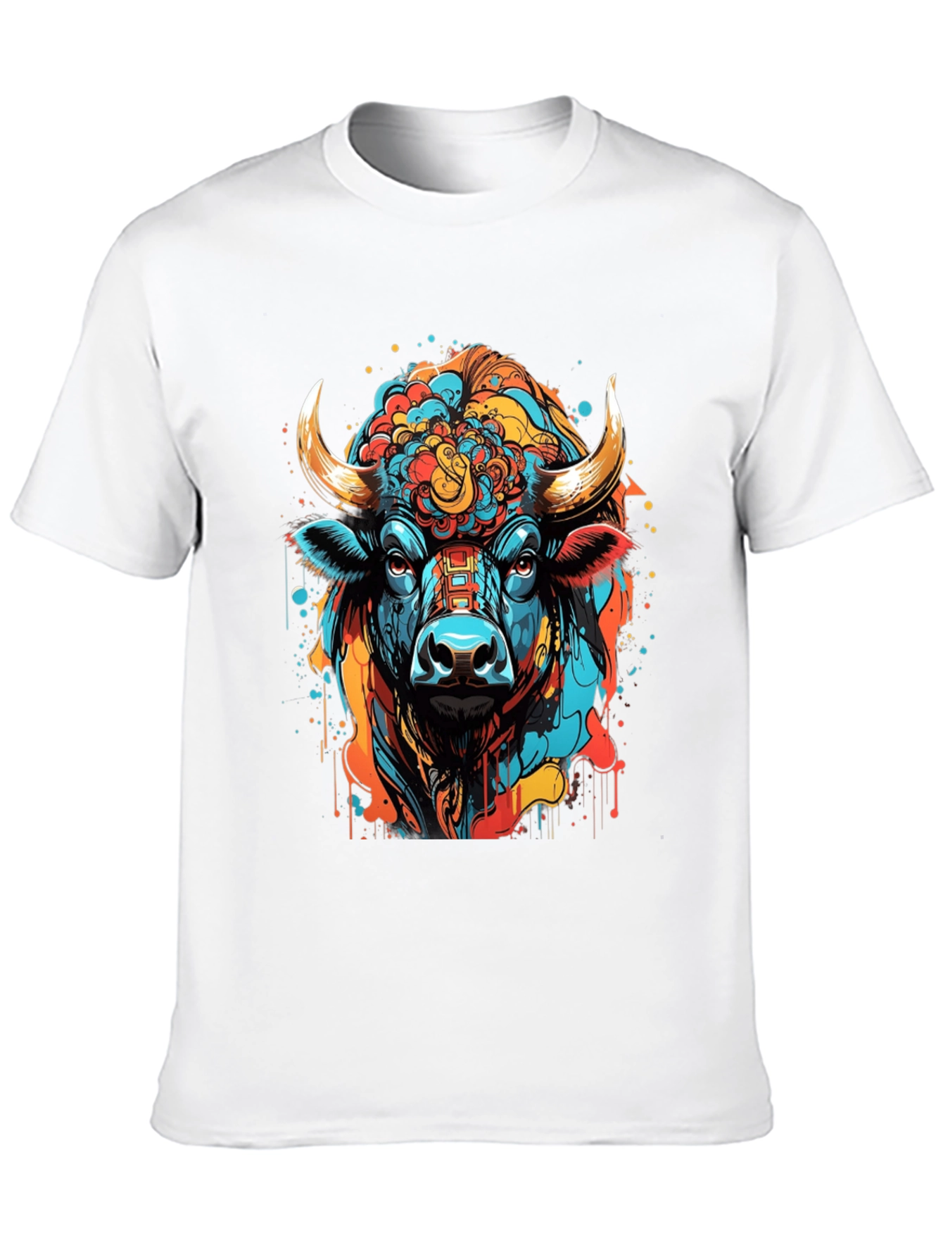Vibrant Bull Graphic Tee - Stylish Mens Black T-Shirt