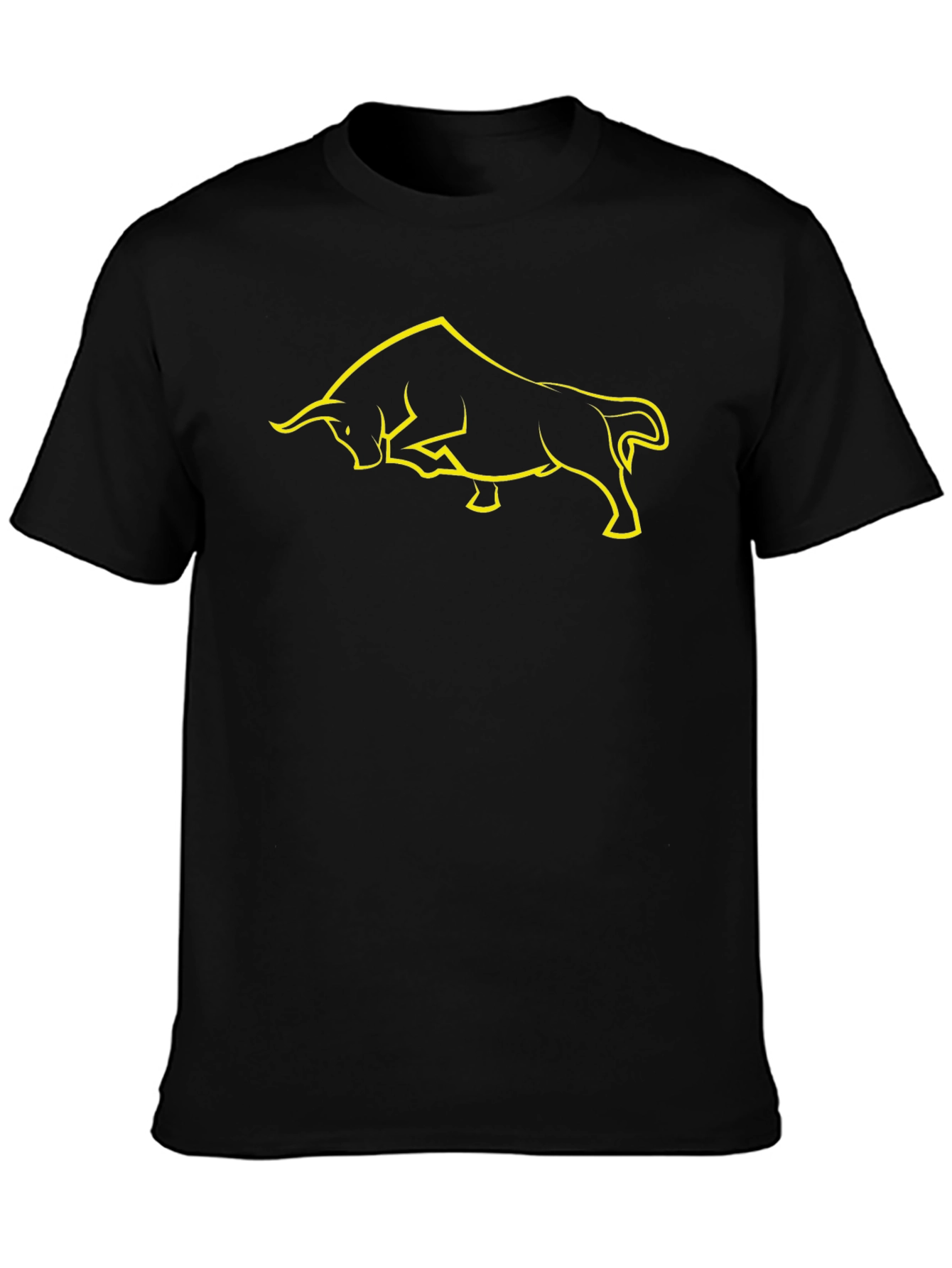 Black T-Shirt with Yellow Bull Graphic