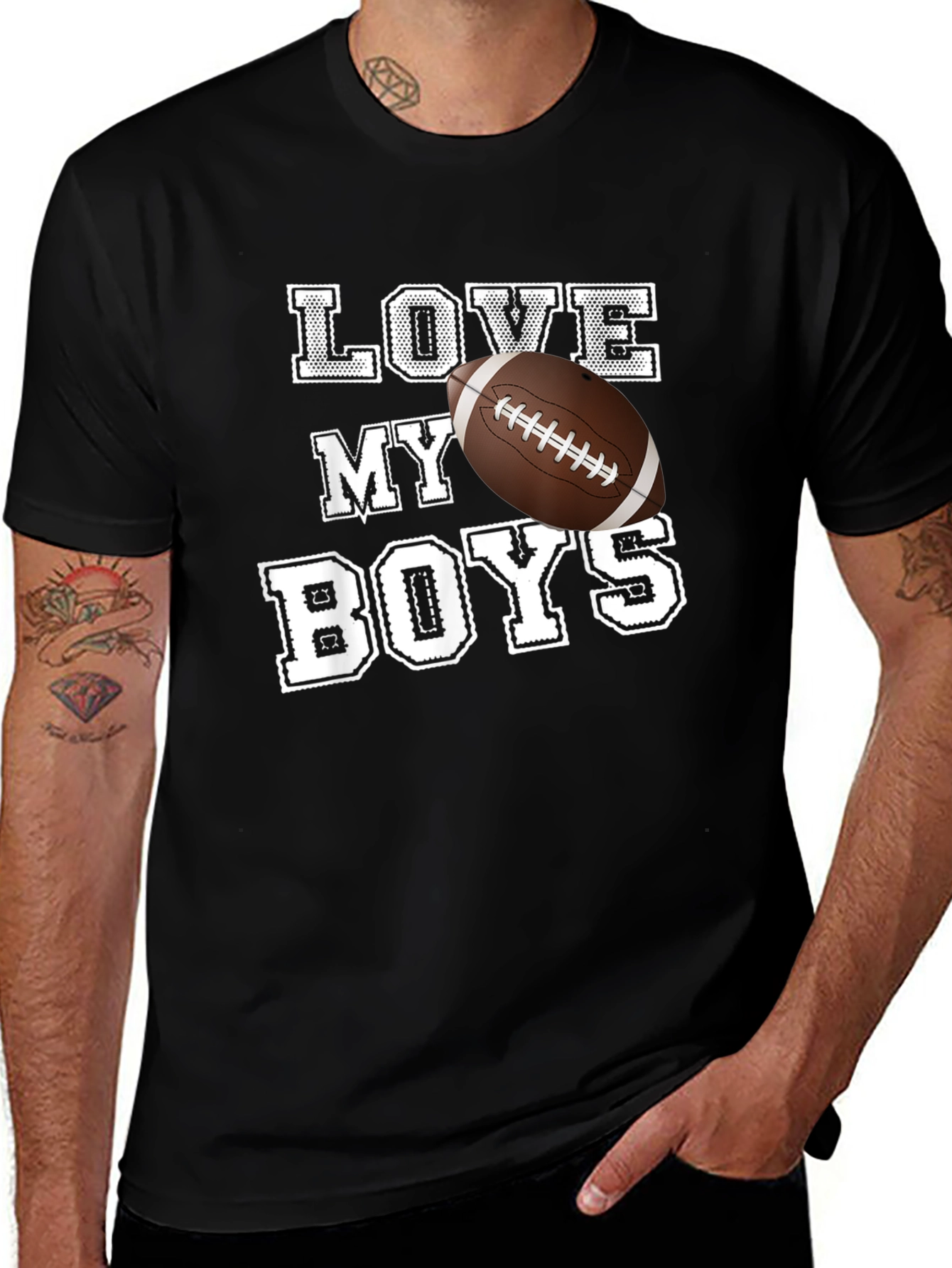 Love My Boys Football Graphic Tee - Black