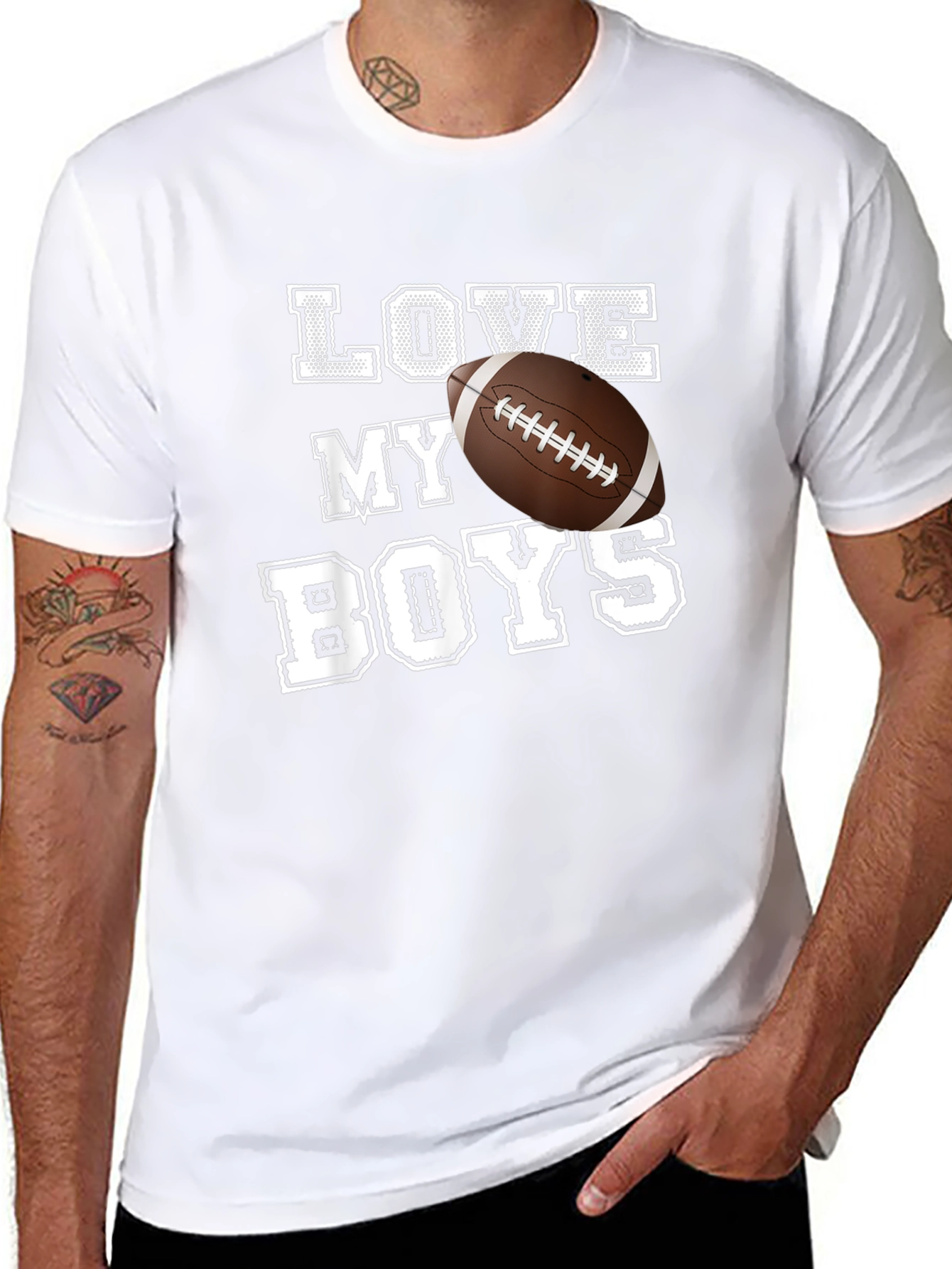 Love My Boys Football Graphic Tee - Black