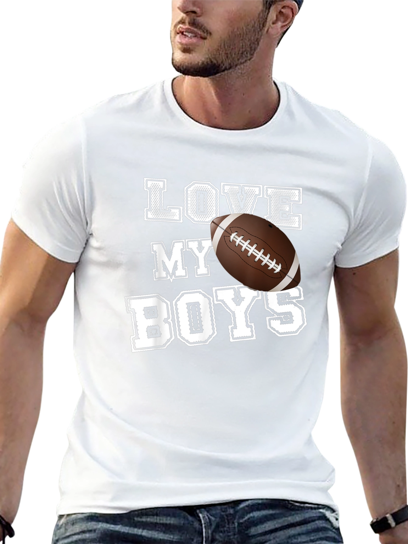 Love My Boys Football Graphic Tee - Black