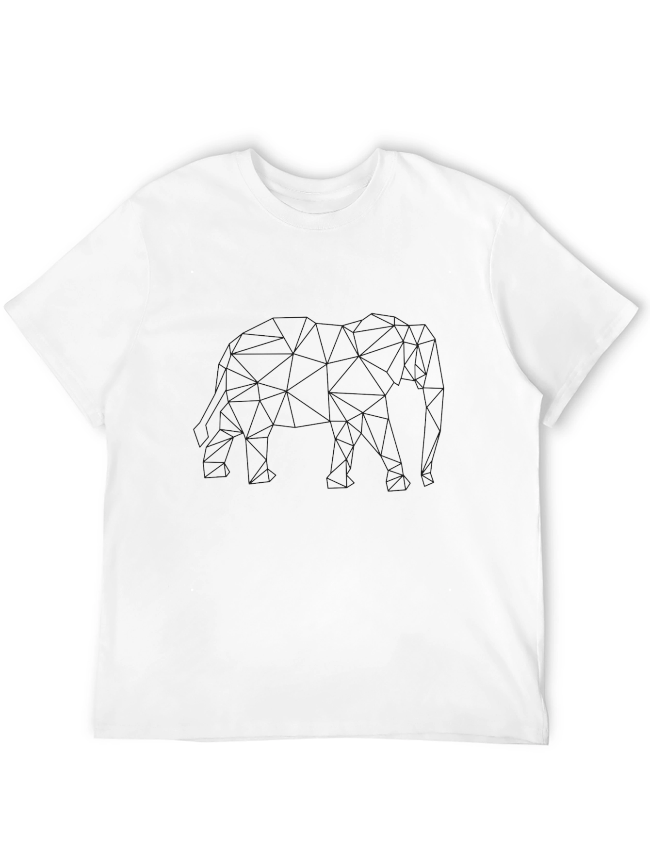 Geometric Elephant Print Black T-Shirt