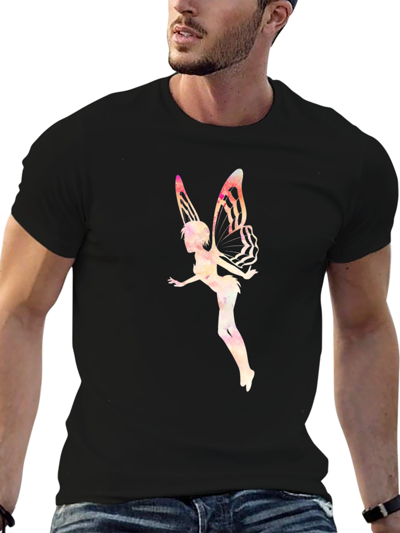 Fairy Graphic Tee - Black Cotton Blend