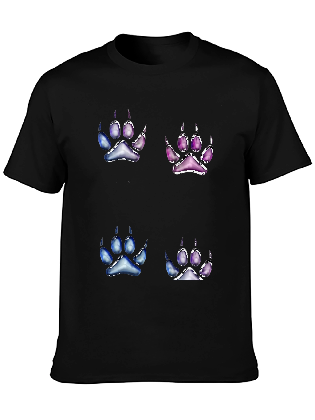 Unique Paw Print Graphic Tee - Black Cotton Blend