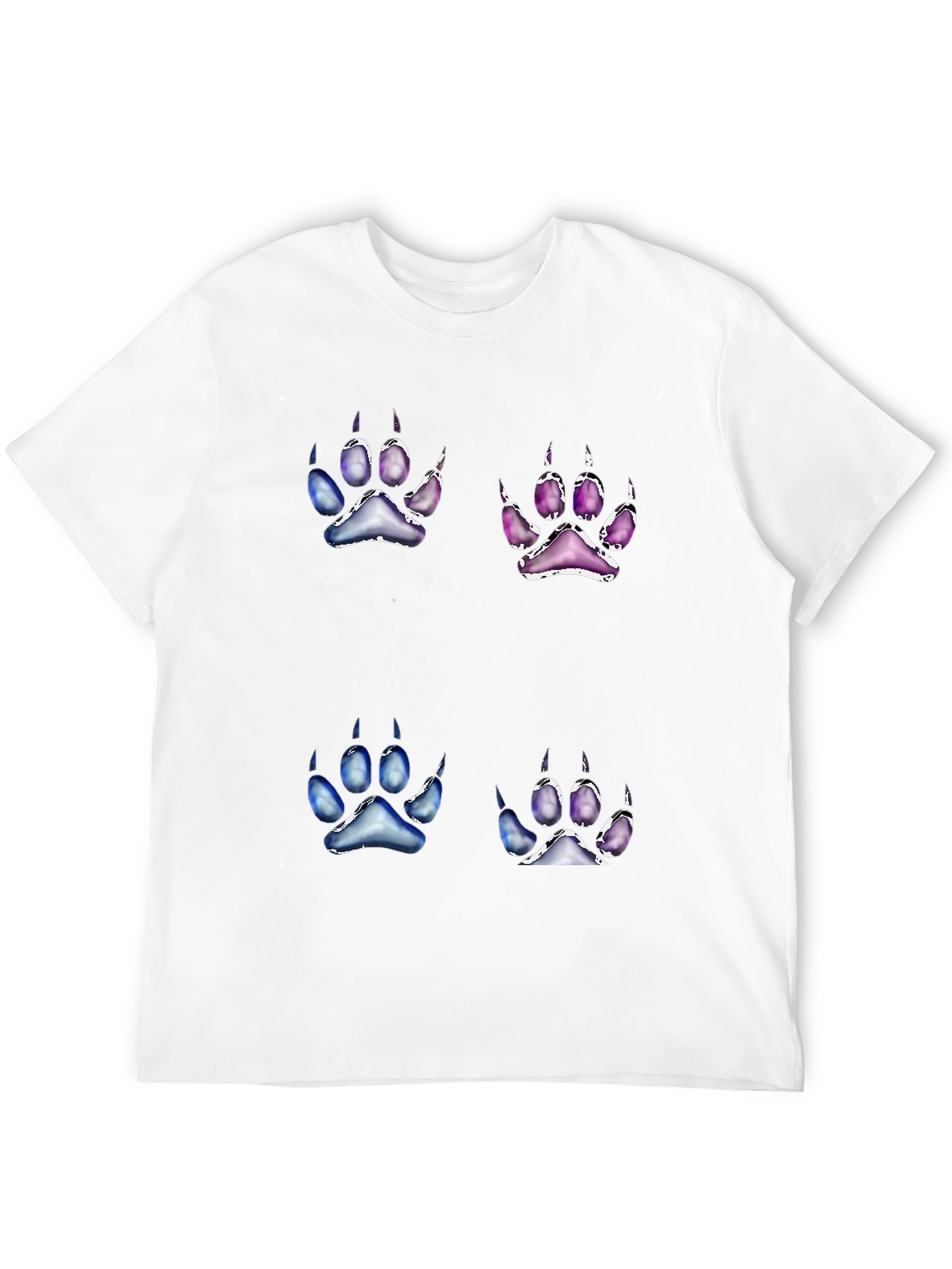 Unique Paw Print Graphic Tee - Black Cotton Blend
