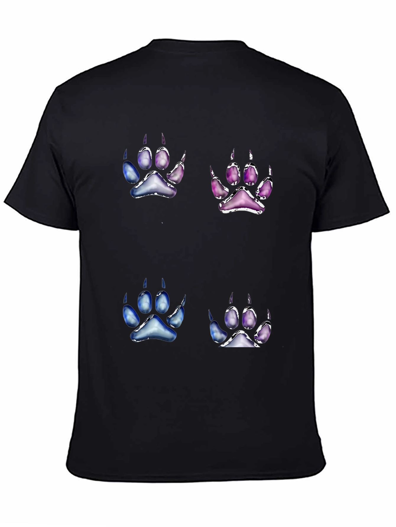 Unique Paw Print Graphic Tee - Black Cotton Blend
