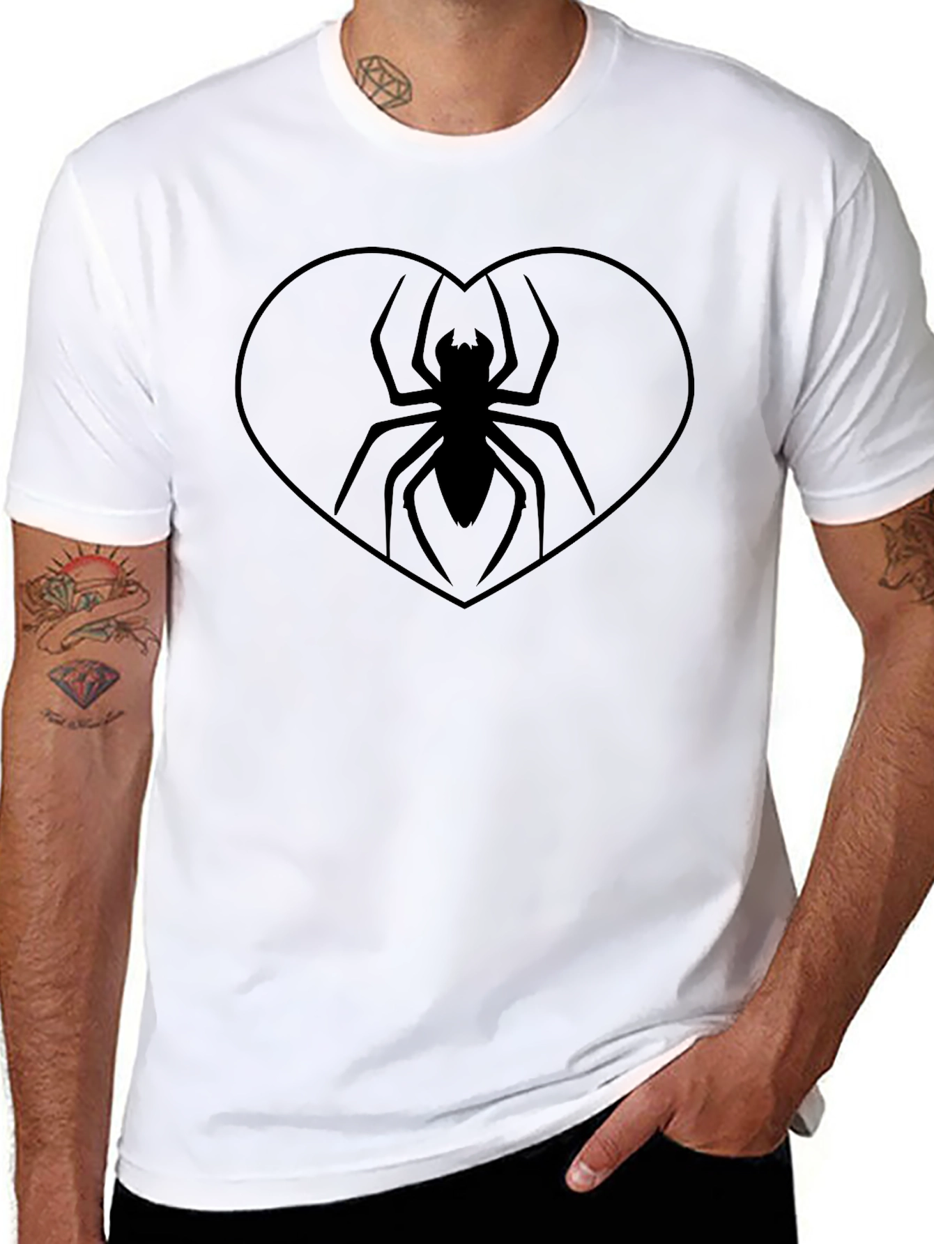 Spider Heart Graphic Tee - Mens Black T-Shirt