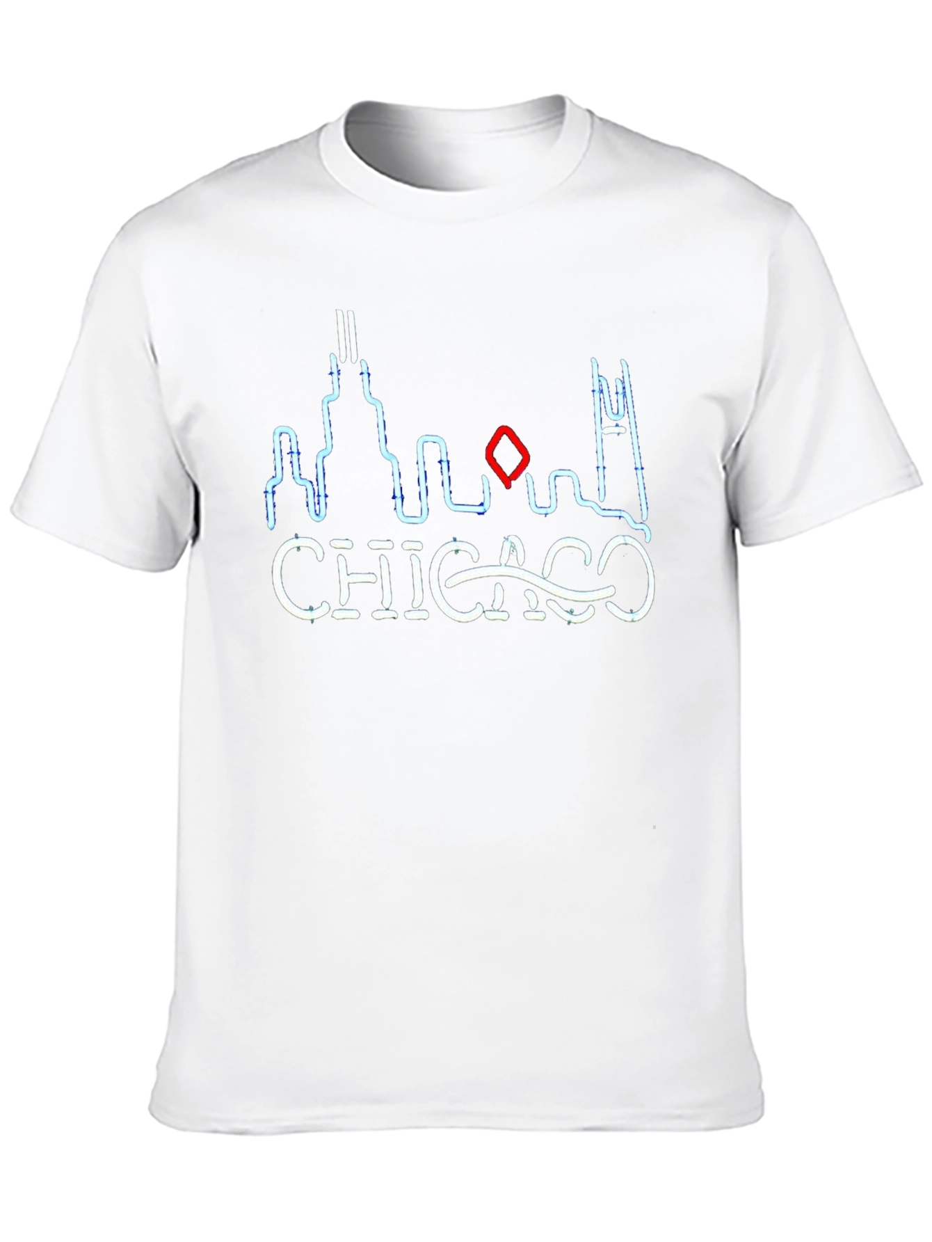 Chicago Skyline Neon Graphic Tee - Black
