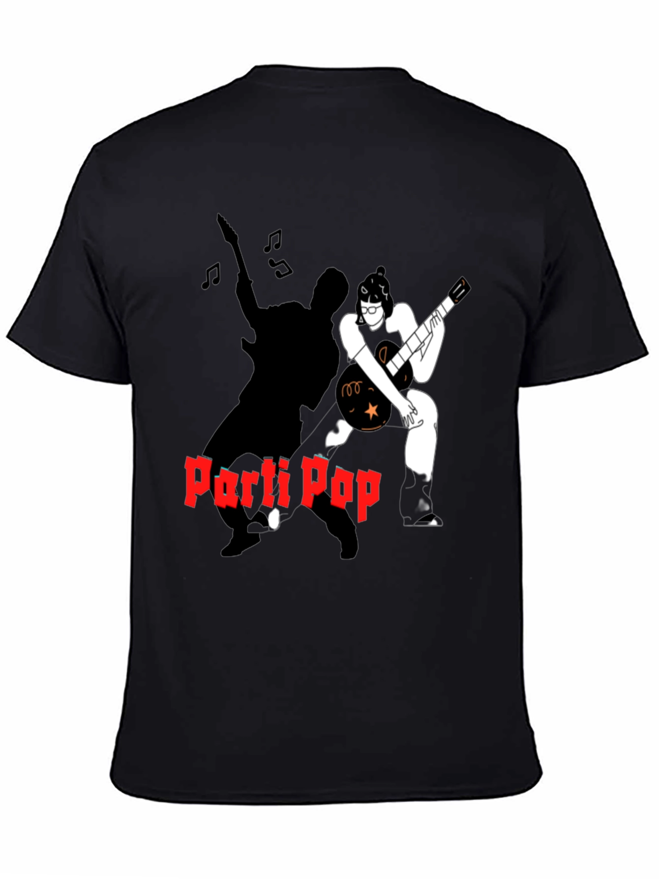 Parti Pop Graphic Tee - Black Cotton T-Shirt