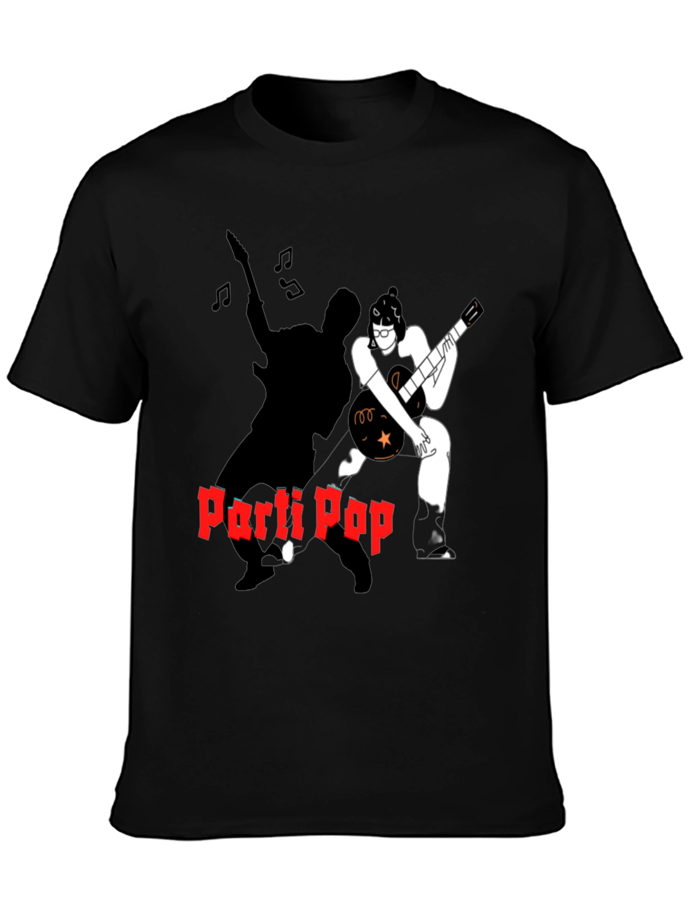 Parti Pop Graphic Tee - Black Cotton T-Shirt