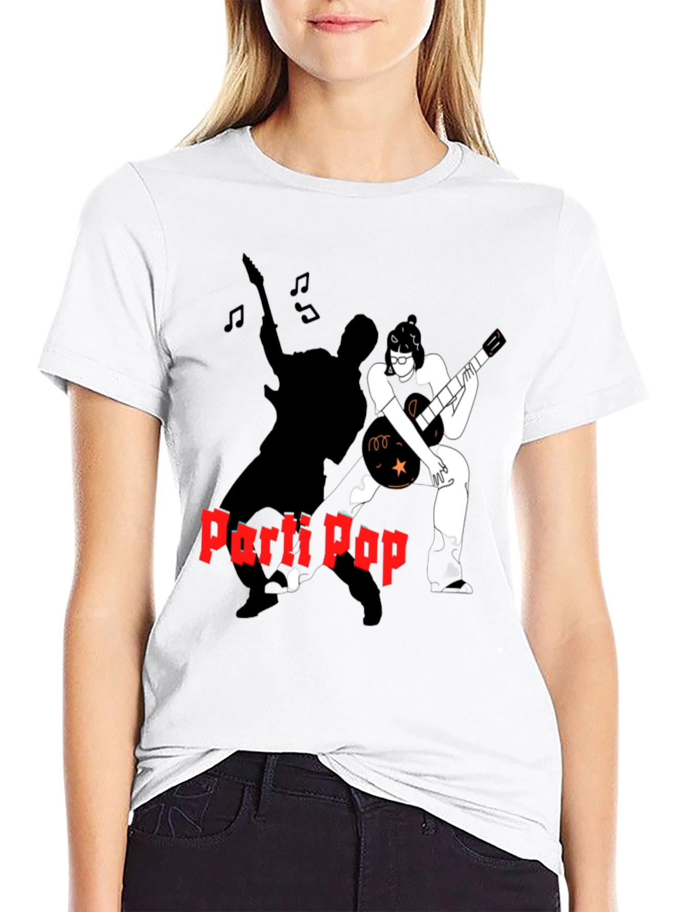 Parti Pop Graphic Tee - Black Cotton T-Shirt
