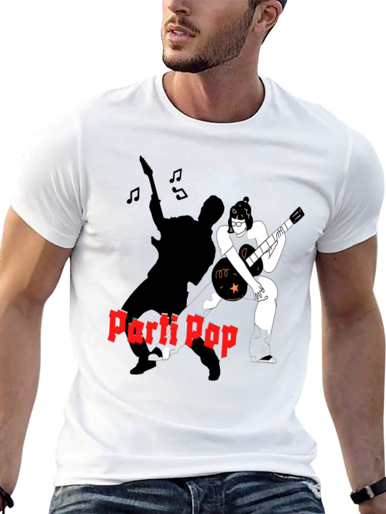 Parti Pop Graphic Tee - Black Cotton T-Shirt