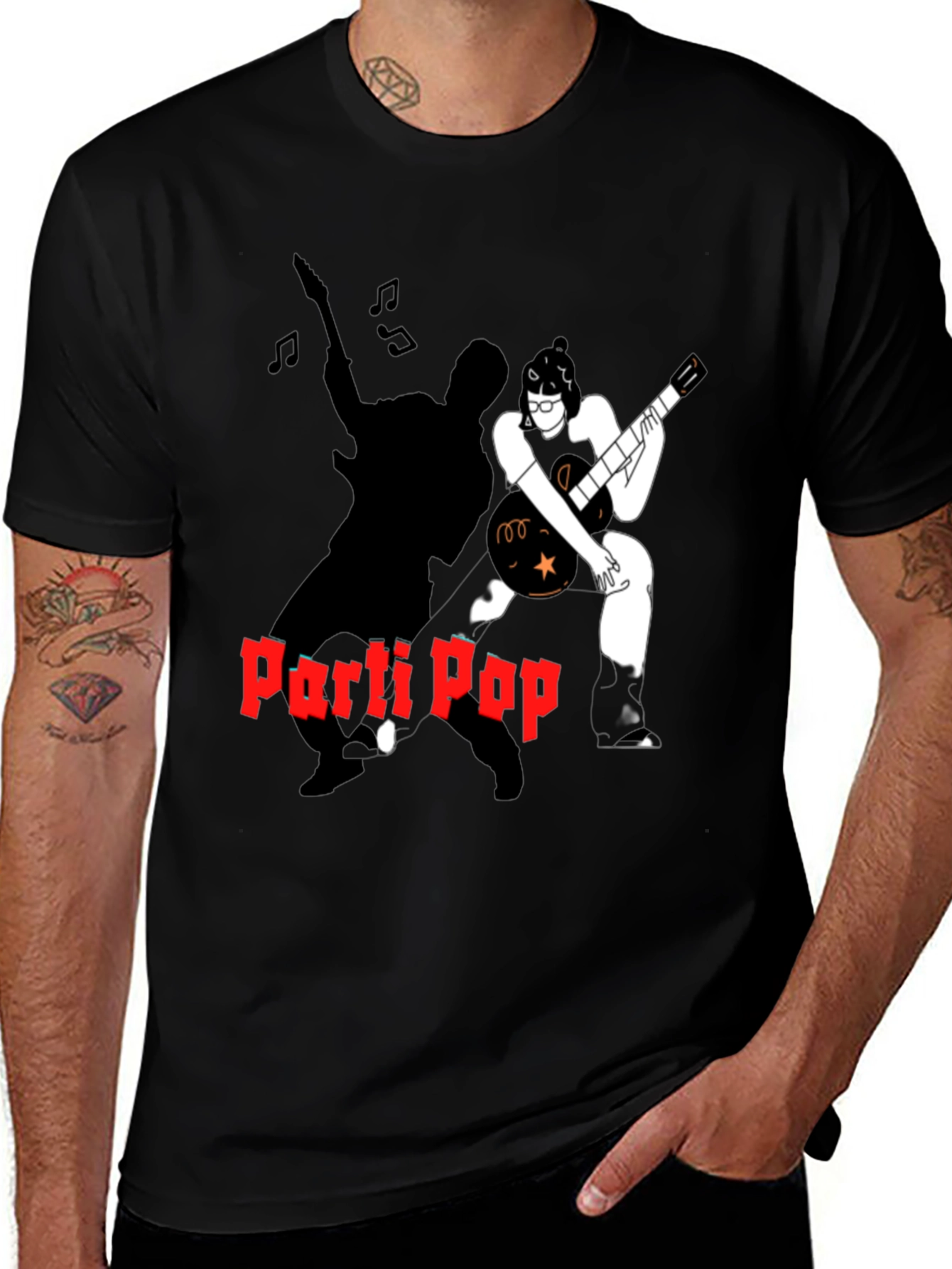 Parti Pop Graphic Tee - Black Cotton T-Shirt
