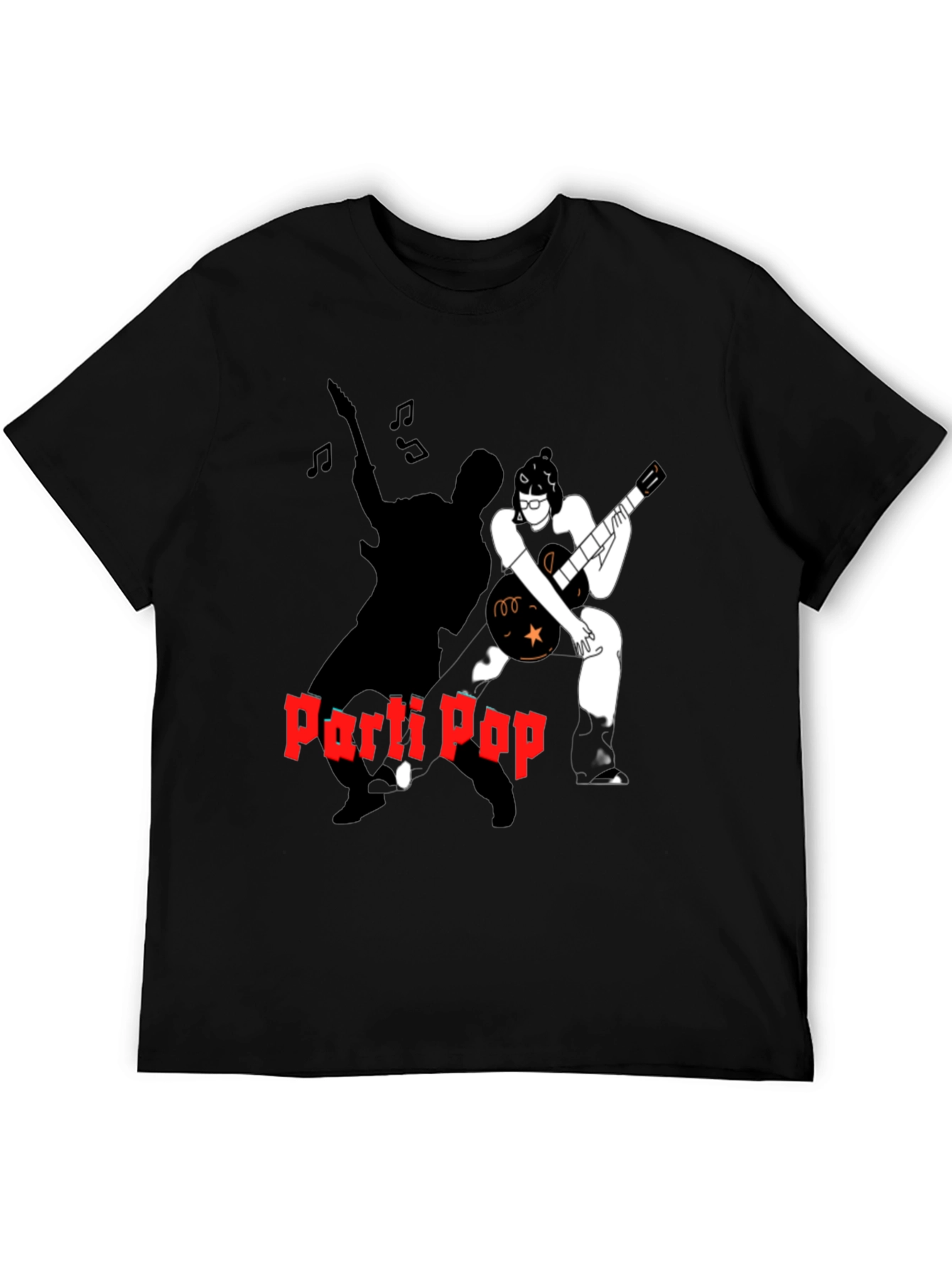 Parti Pop Graphic Tee - Black Cotton T-Shirt