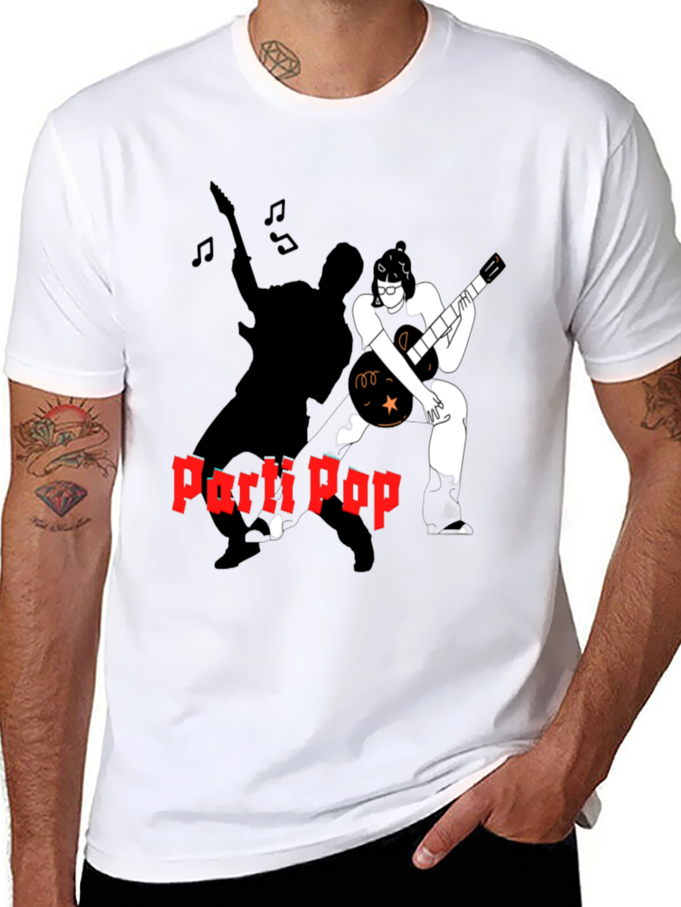 Parti Pop Graphic Tee - Black Cotton T-Shirt
