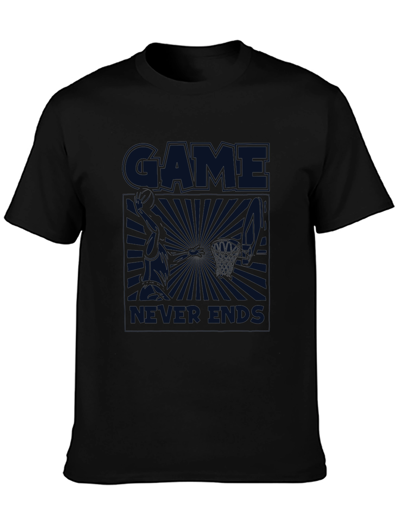 Game Never Ends Black Graphic Tee