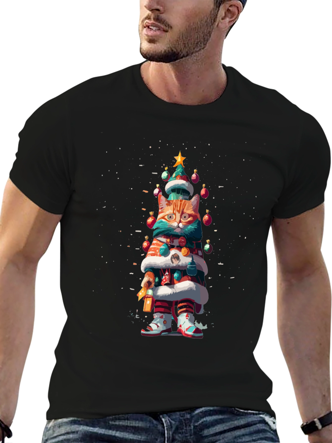Festive Cat Christmas Tree T-Shirt