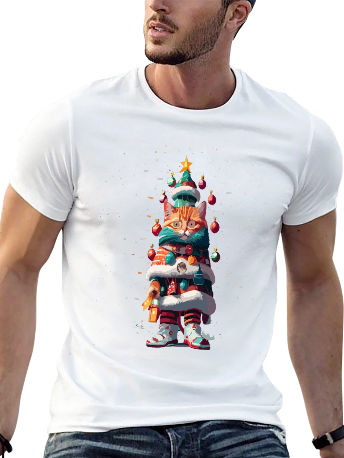Festive Cat Christmas Tree T-Shirt