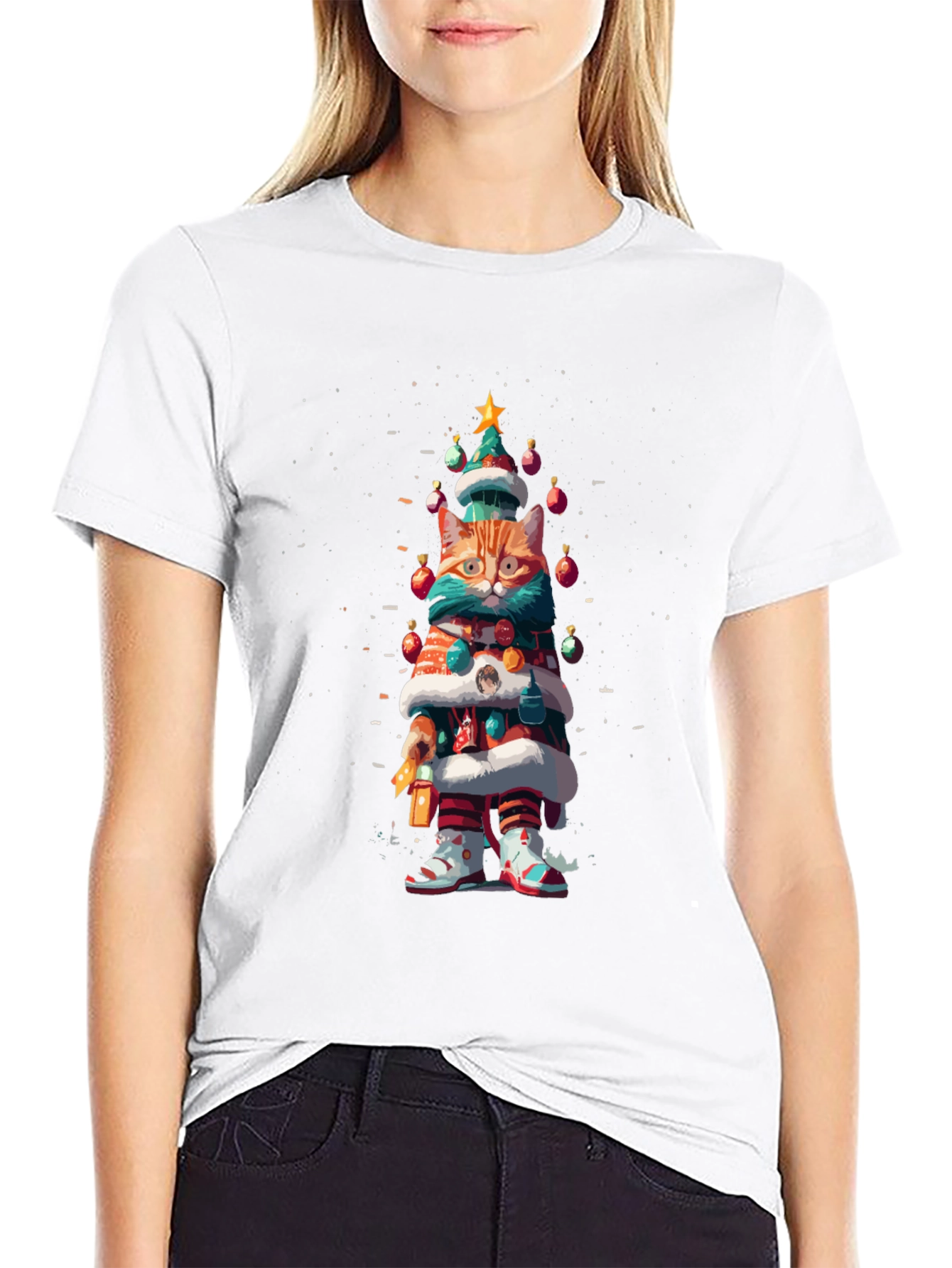 Festive Cat Christmas Tree T-Shirt