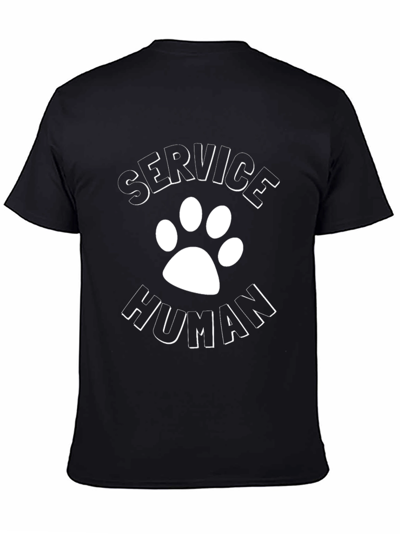 Service Human Black T-Shirt with Paw Print Design