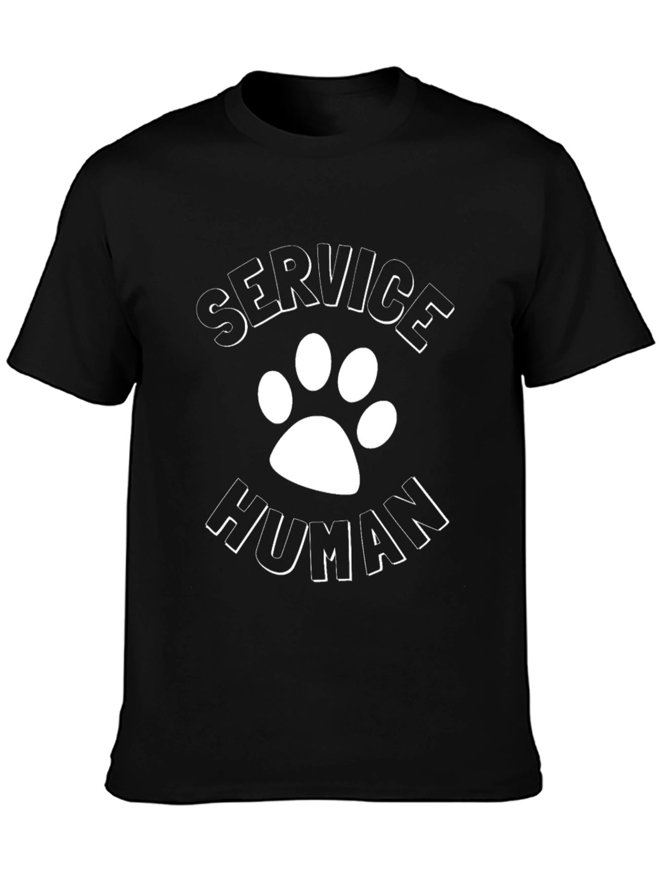 Service Human Black T-Shirt with Paw Print Design
