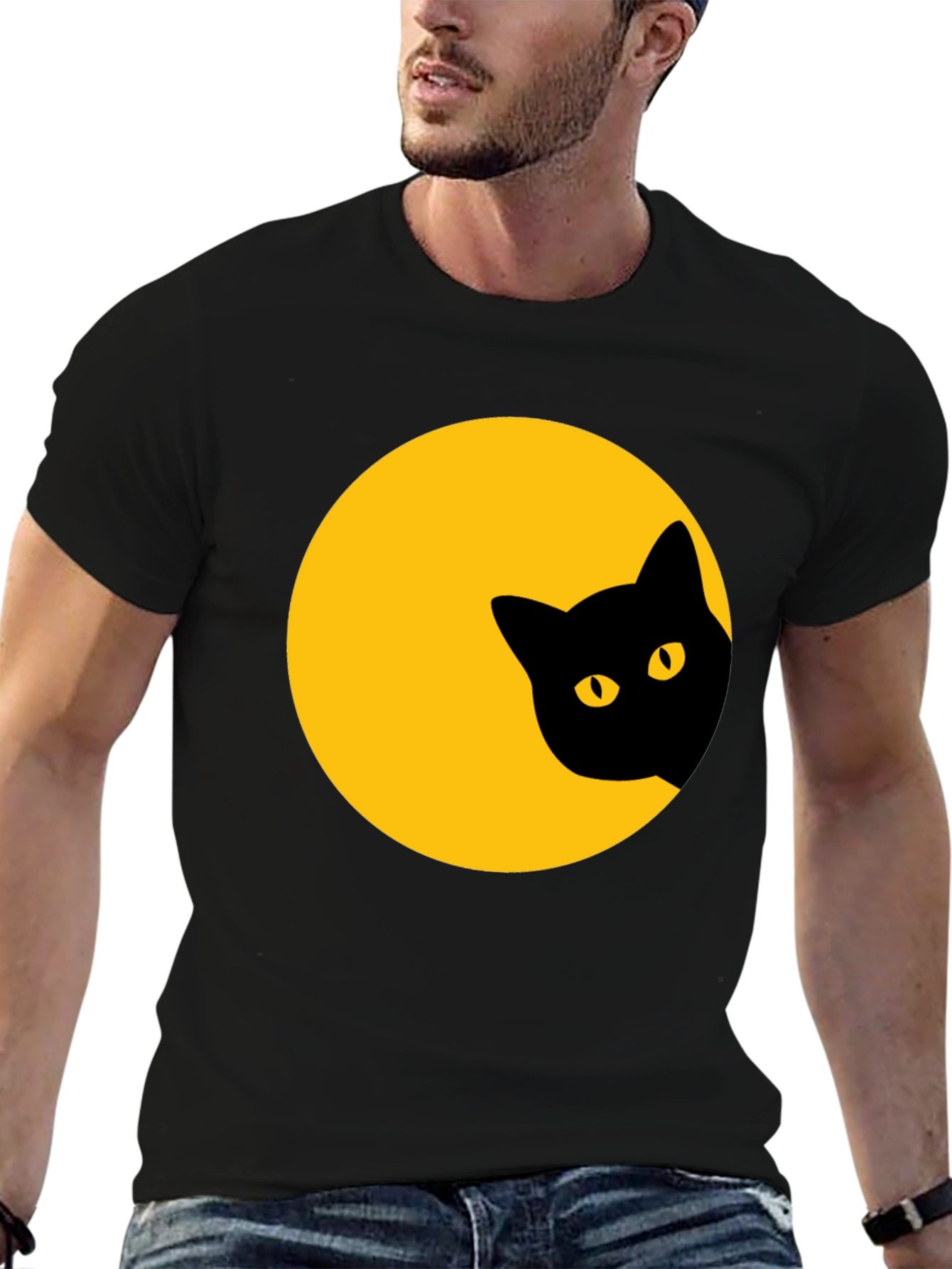 Black Cat Peek-a-Boo Graphic T-Shirt