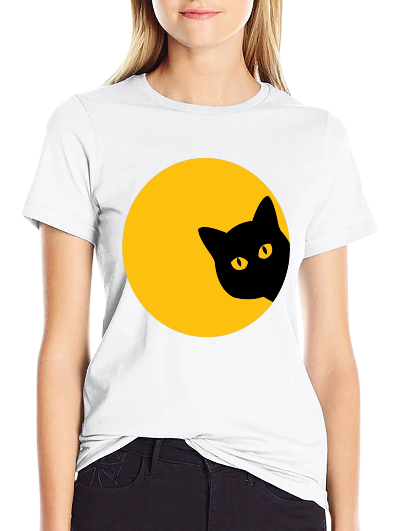 Black Cat Peek-a-Boo Graphic T-Shirt