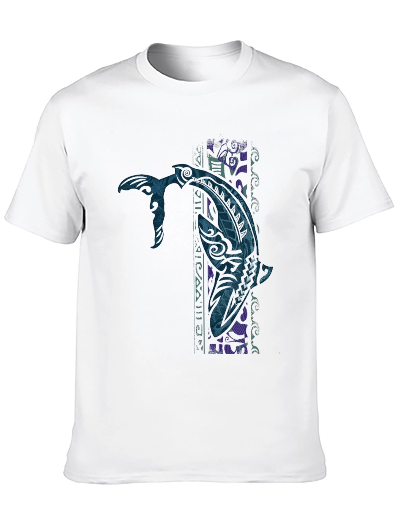 Tribal Tattoo Whale Graphic Tee - Black