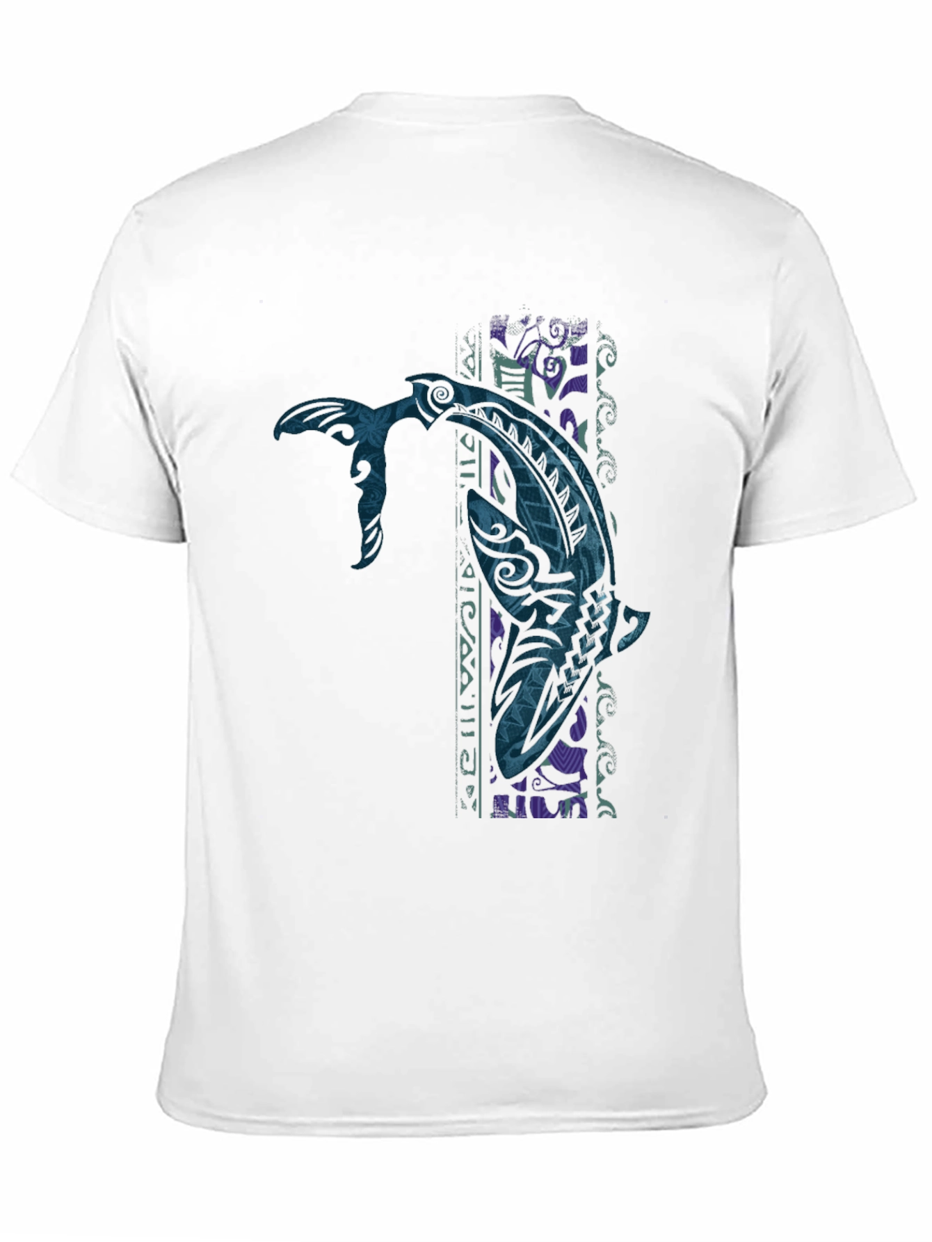 Tribal Tattoo Whale Graphic Tee - Black