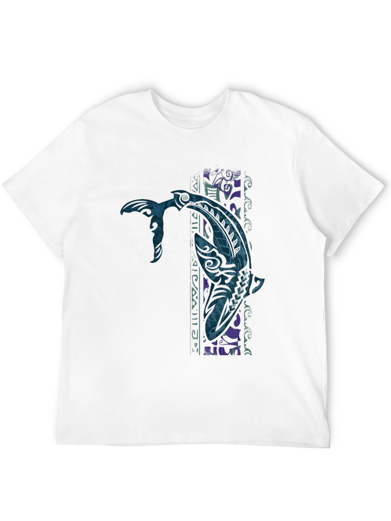 Tribal Tattoo Whale Graphic Tee - Black