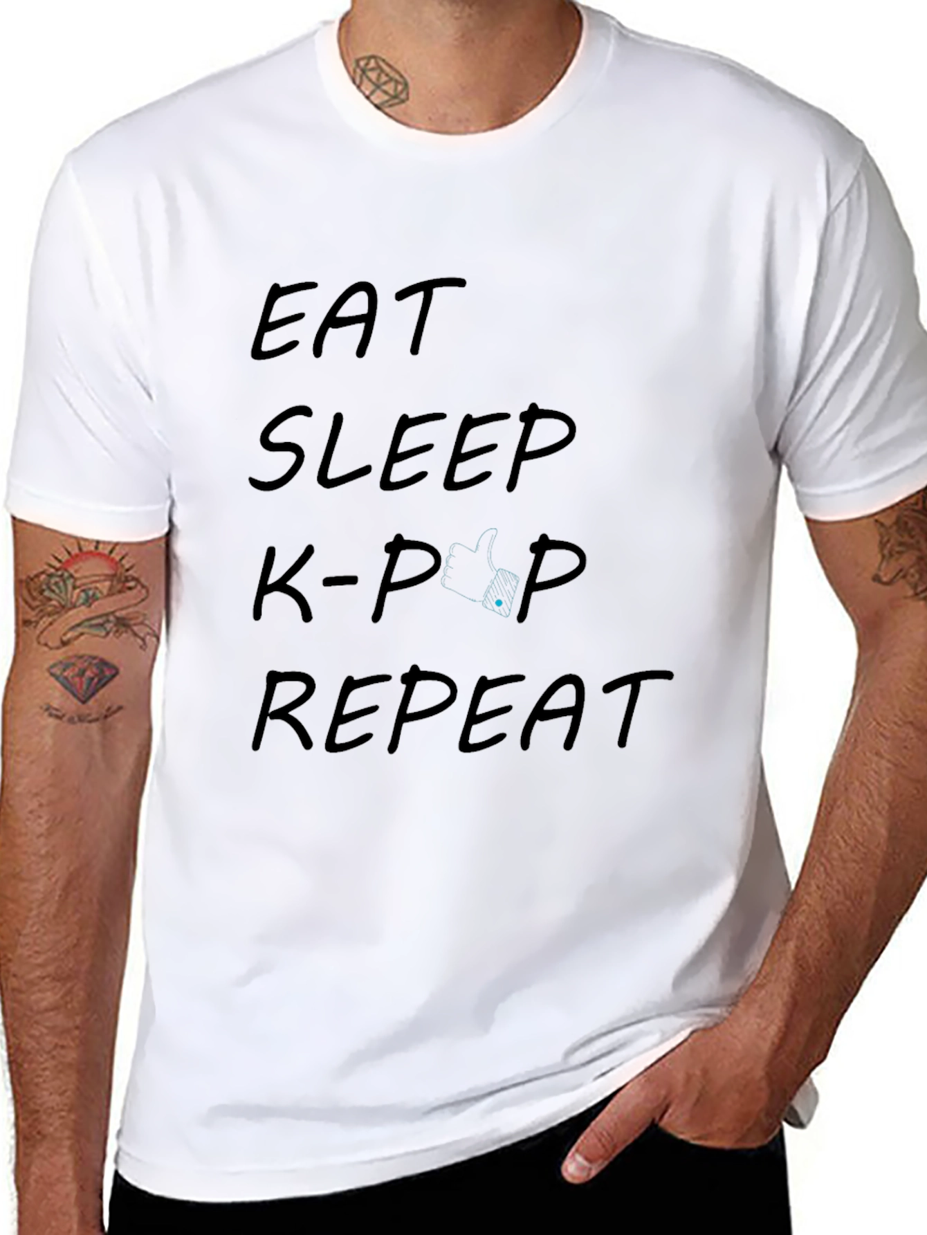 Eat Sleep K-Pop Repeat T-Shirt - Black Cotton Tee