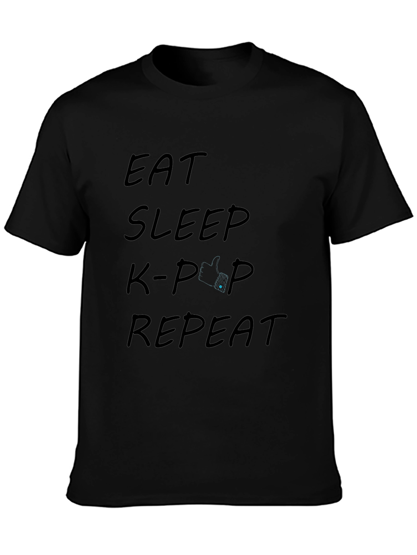 Eat Sleep K-Pop Repeat T-Shirt - Black Cotton Tee