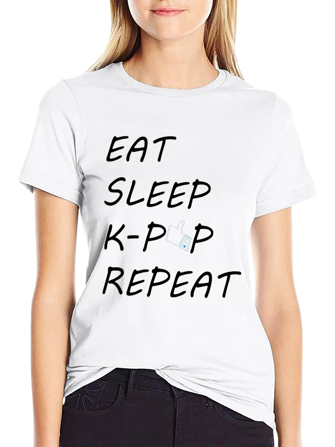 Eat Sleep K-Pop Repeat T-Shirt - Black Cotton Tee