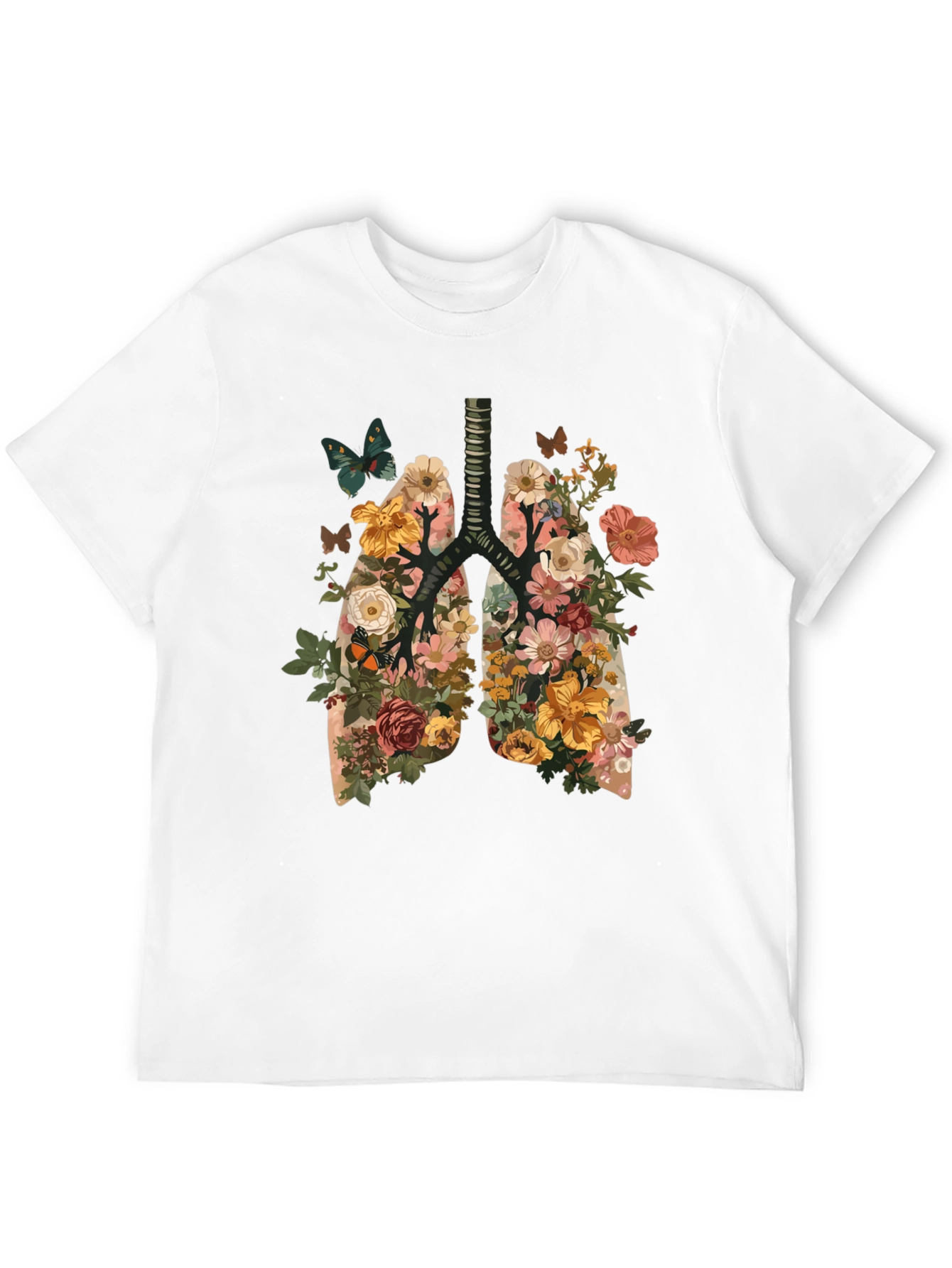 Floral Lungs Graphic Tee - Unique Anatomy T-Shirt