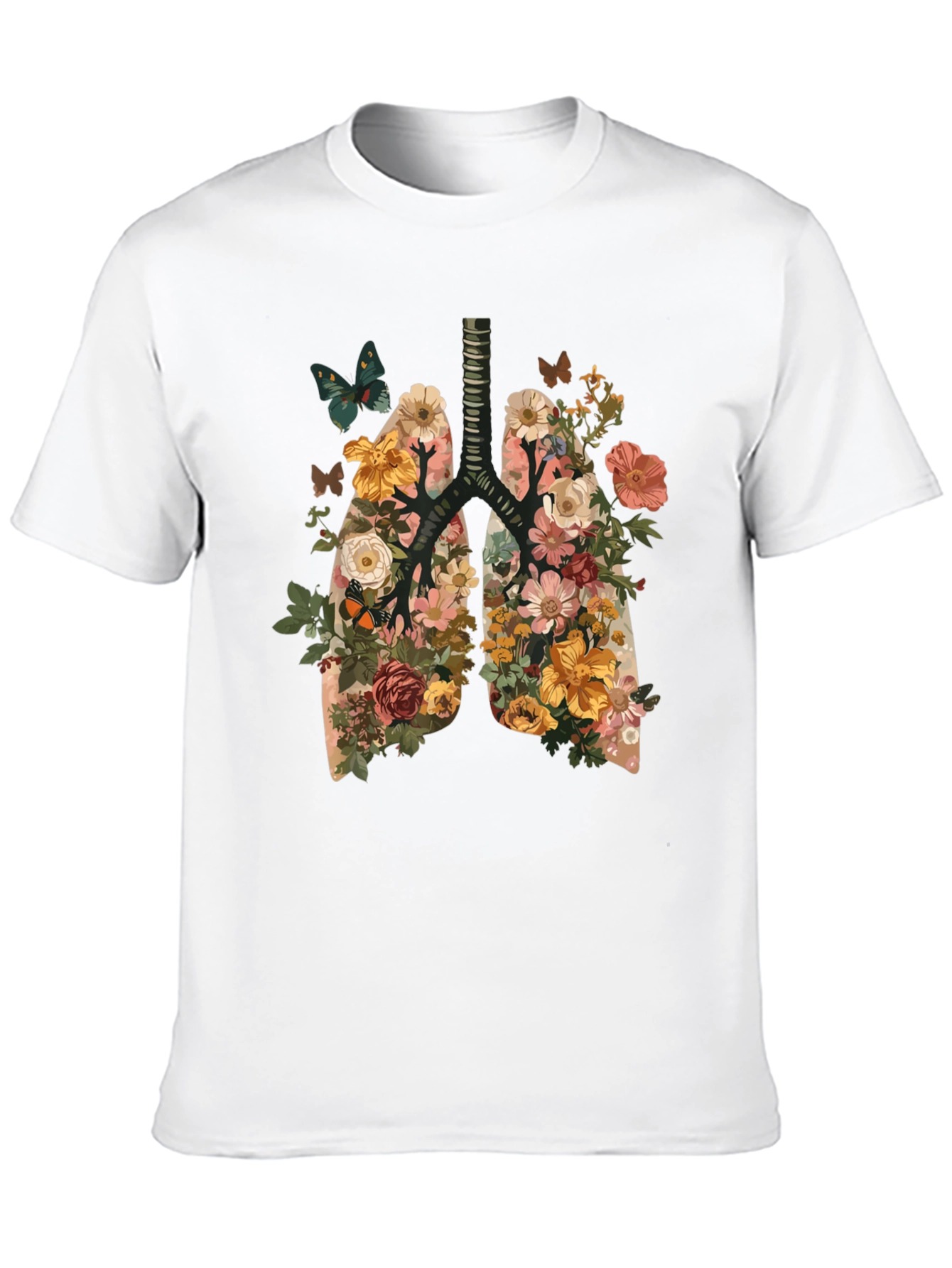 Floral Lungs Graphic Tee - Unique Anatomy T-Shirt