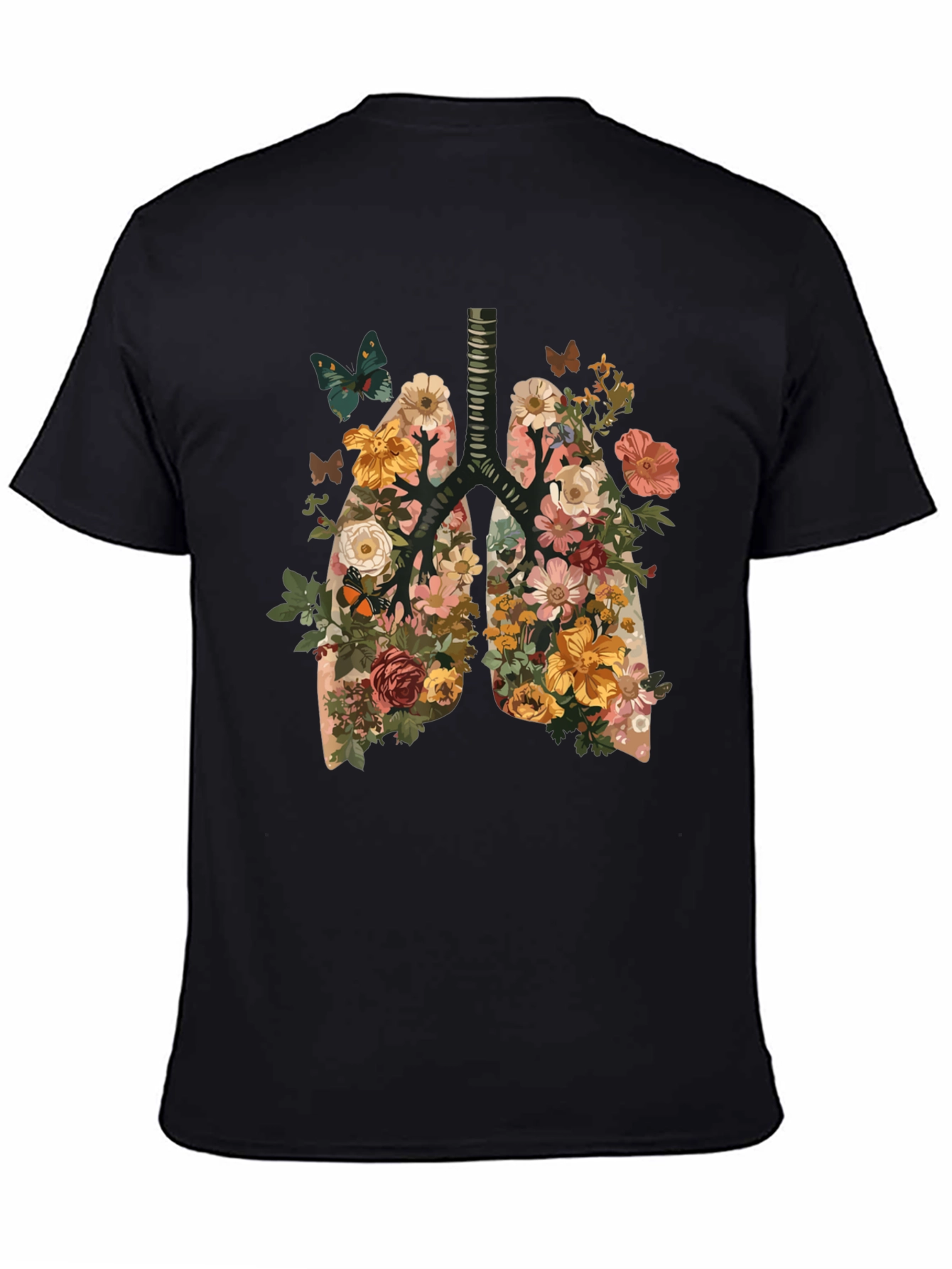 Floral Lungs Graphic Tee - Unique Anatomy T-Shirt