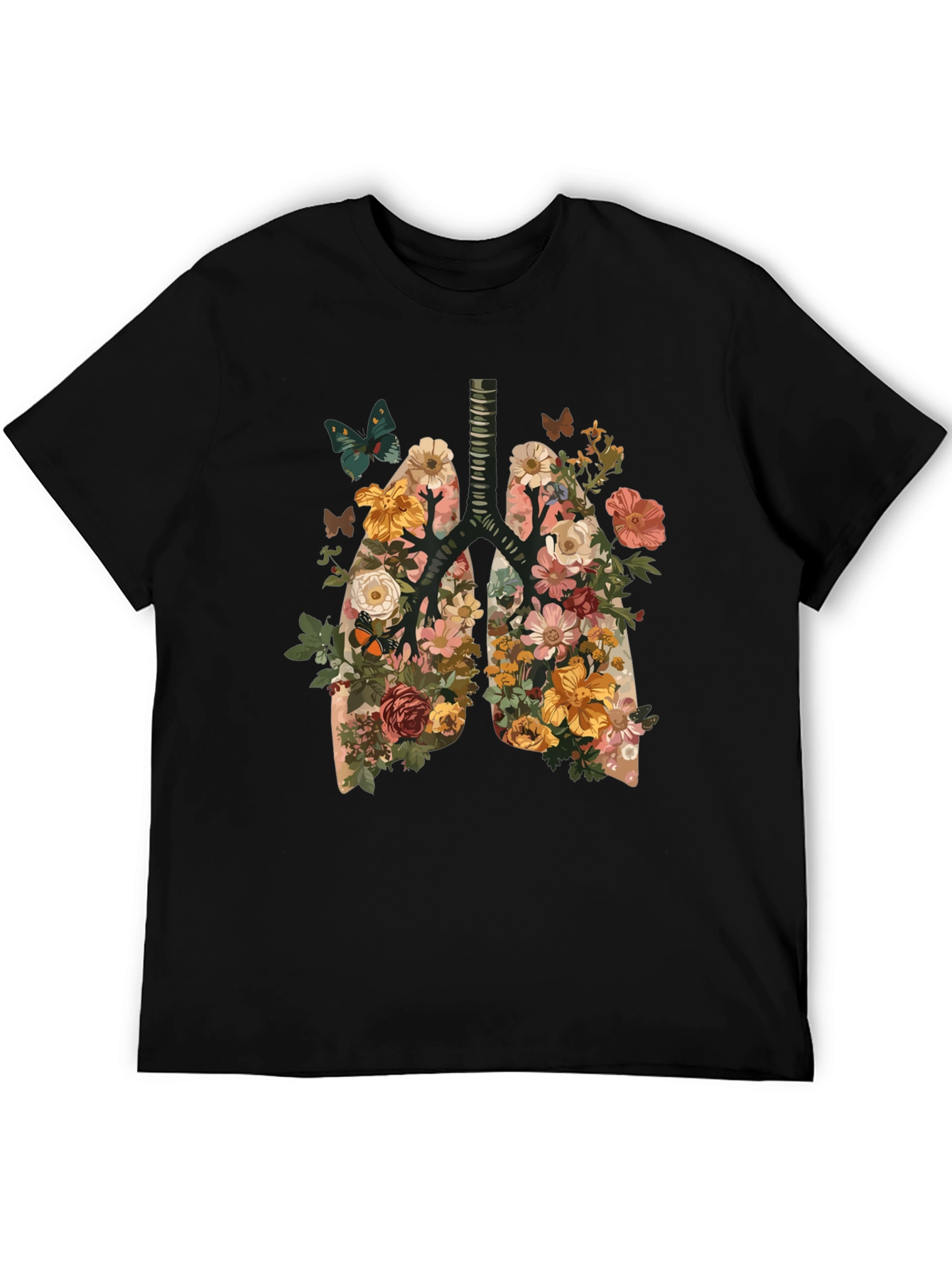 Floral Lungs Graphic Tee - Unique Anatomy T-Shirt