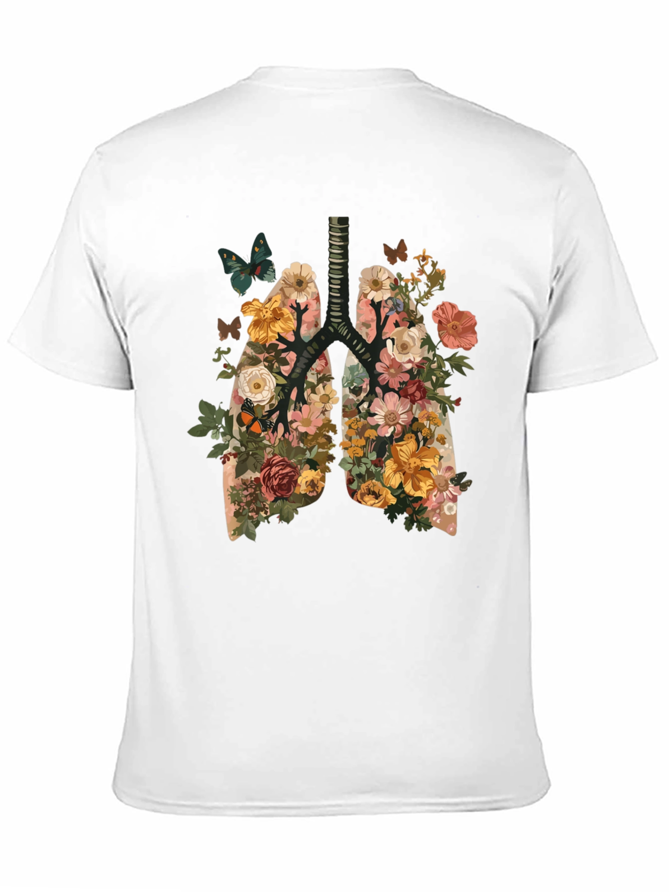 Floral Lungs Graphic Tee - Unique Anatomy T-Shirt