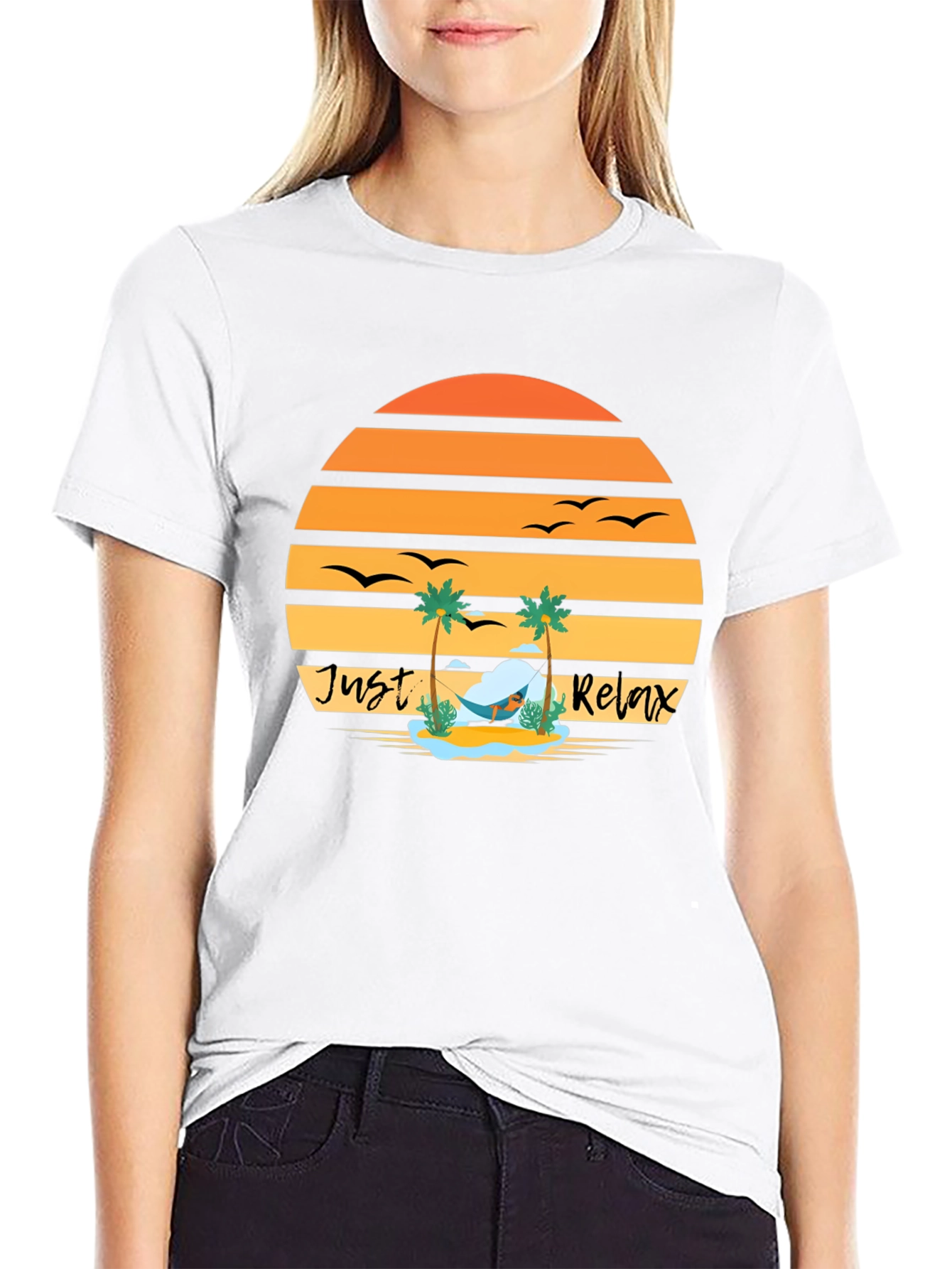 Just Relax T-Shirt - Tropical Beach Sunset Design
