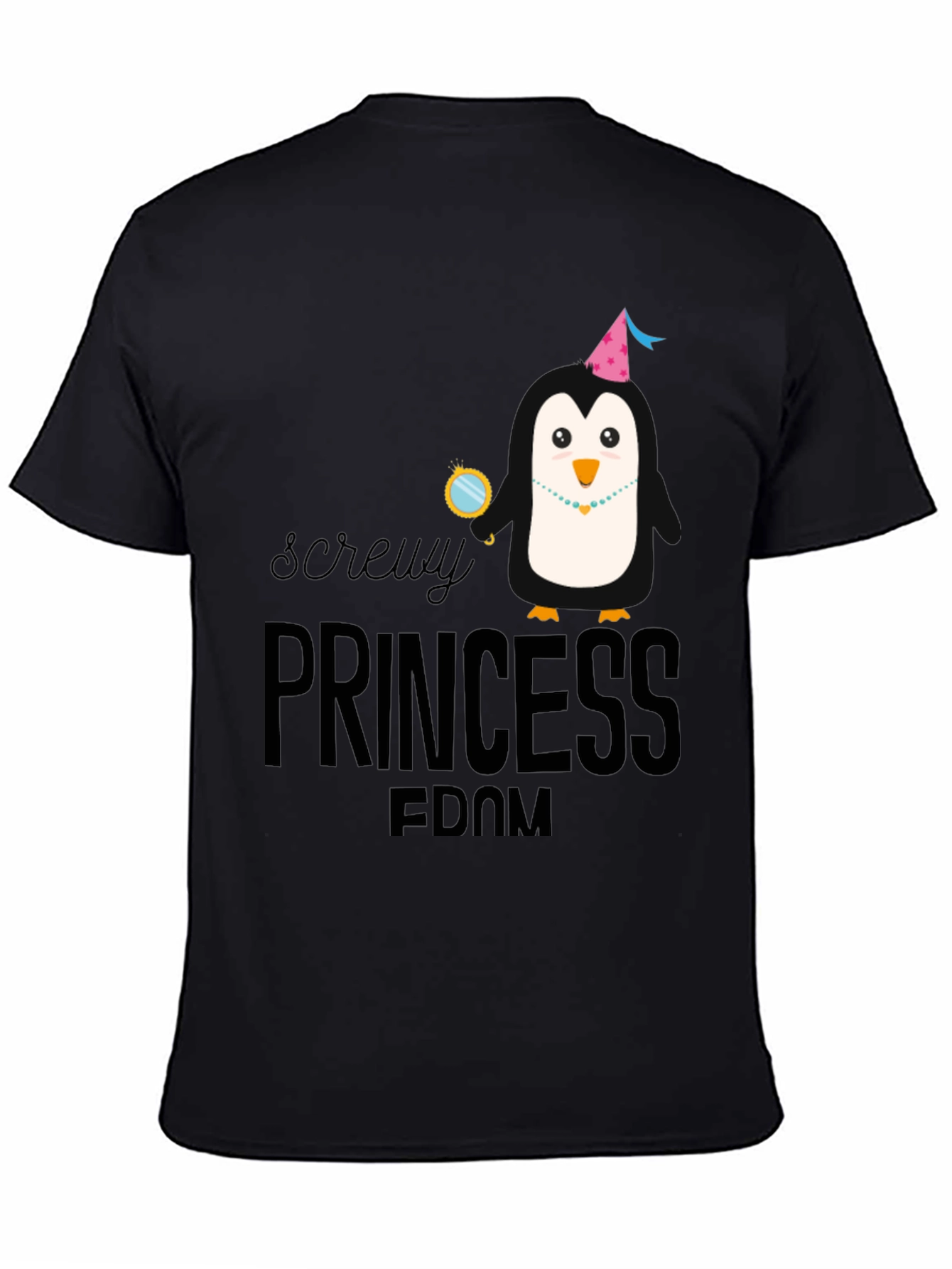Screwby Princess Penguin Black T-Shirt
