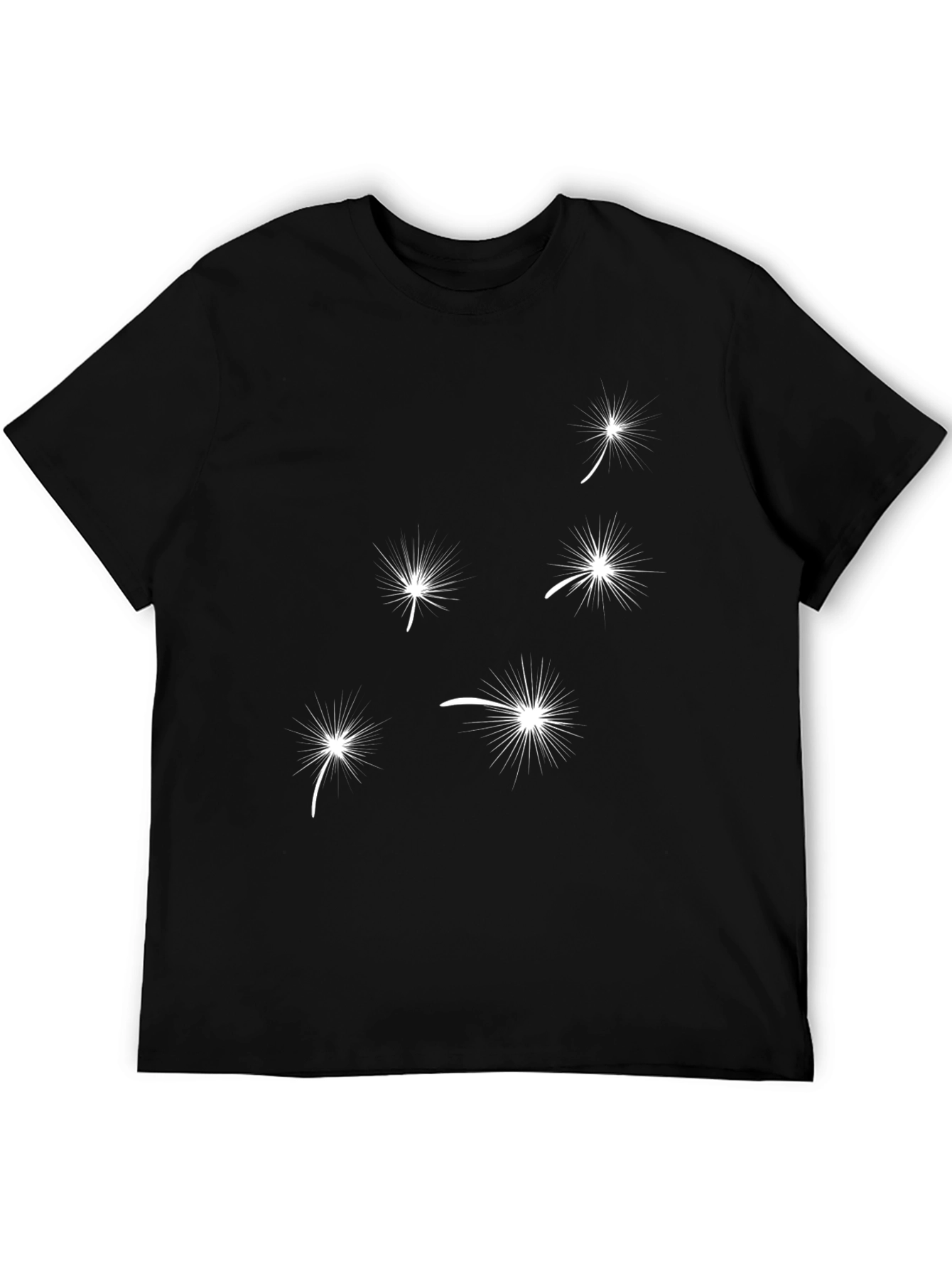 Dandelion Seed Print Black T-Shirt