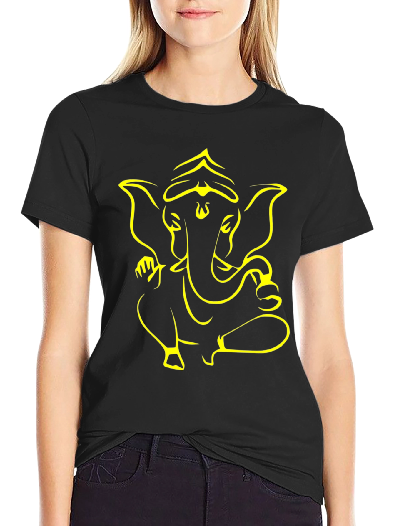 Ganesha Graphic Tee - Black Cotton Blend