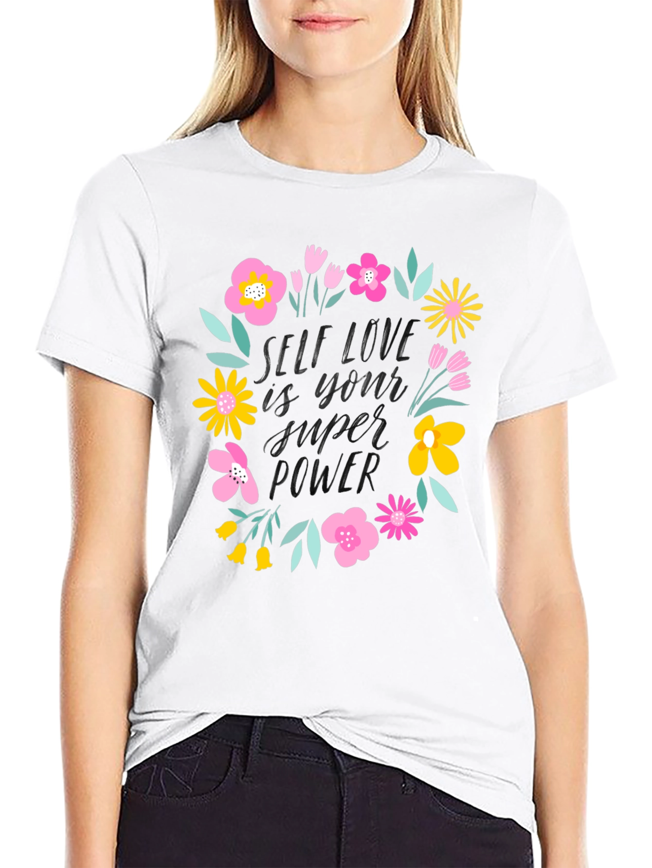 Self Love Super Power Graphic Tee - Black