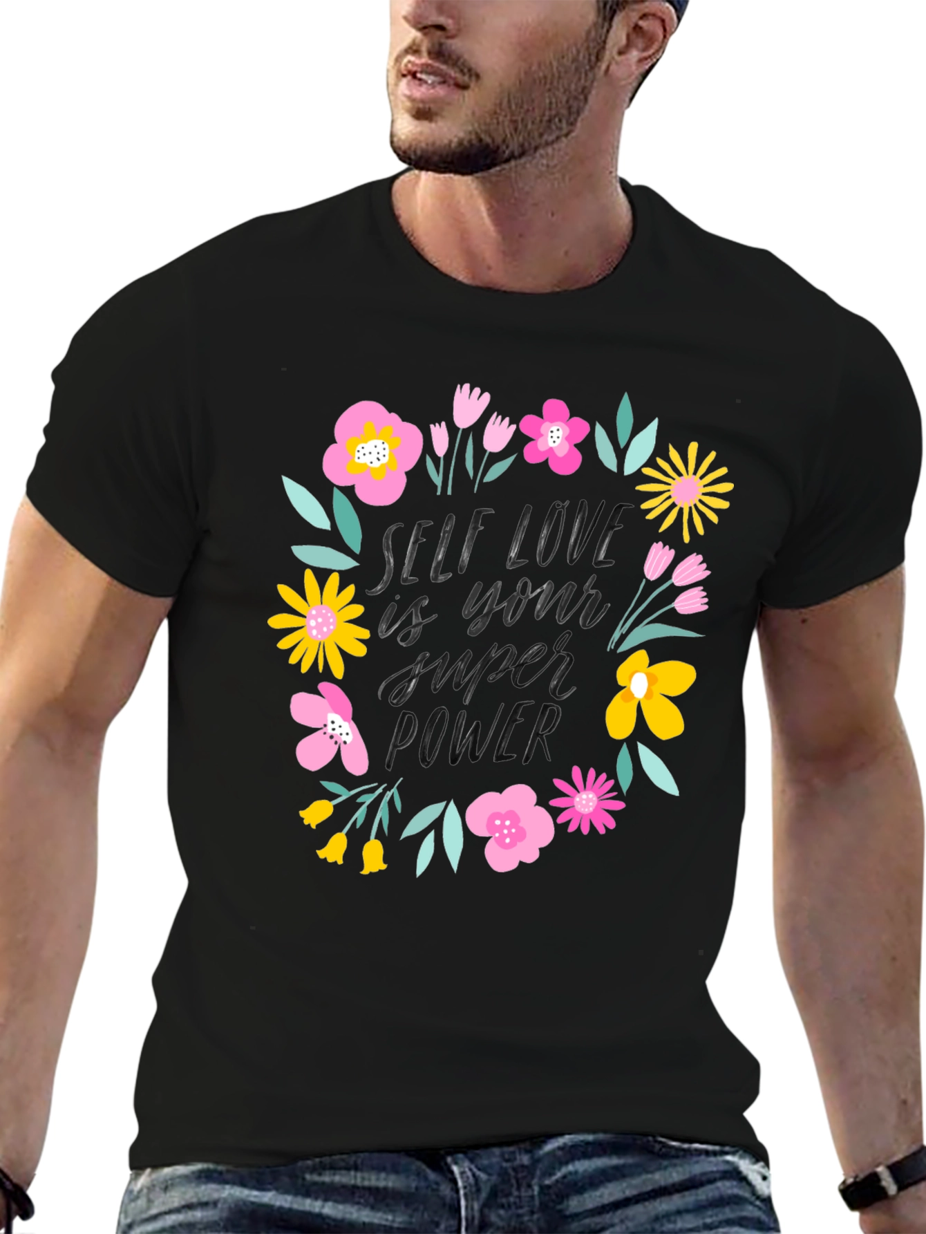Self Love Super Power Graphic Tee - Black