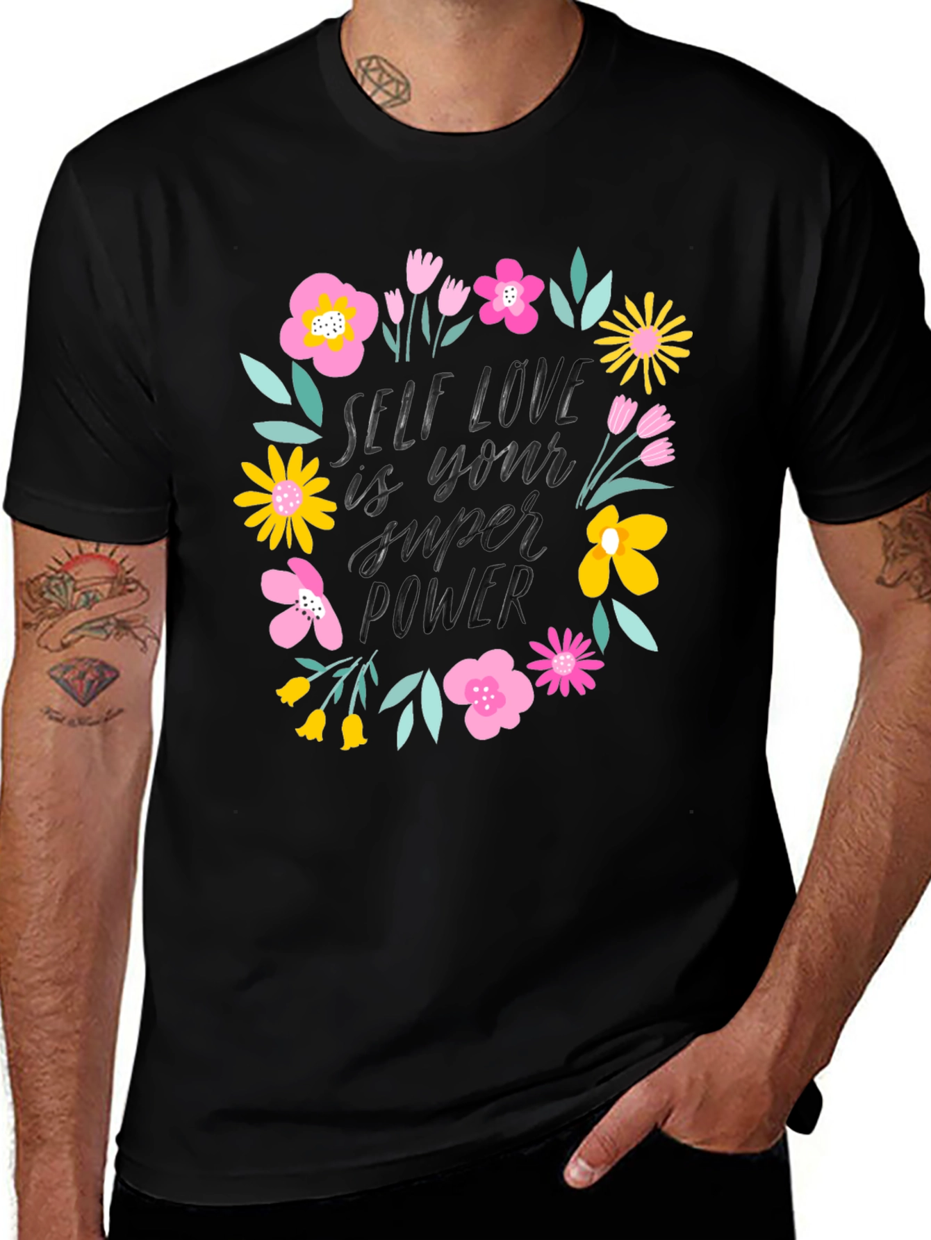 Self Love Super Power Graphic Tee - Black